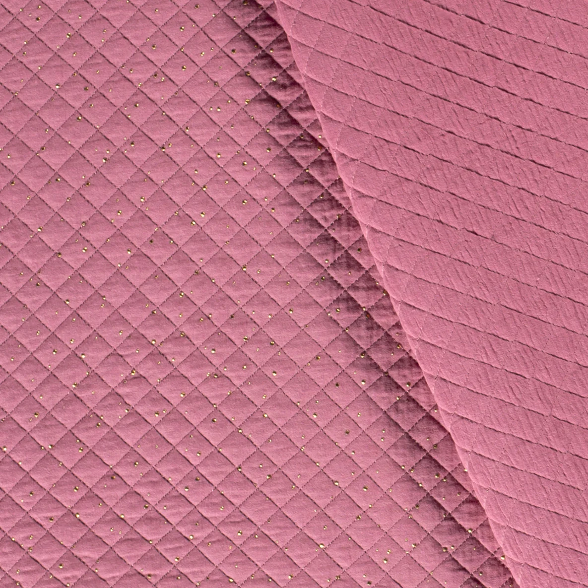 Musselin Stepper goldene Punkte Dunkles Altrosa