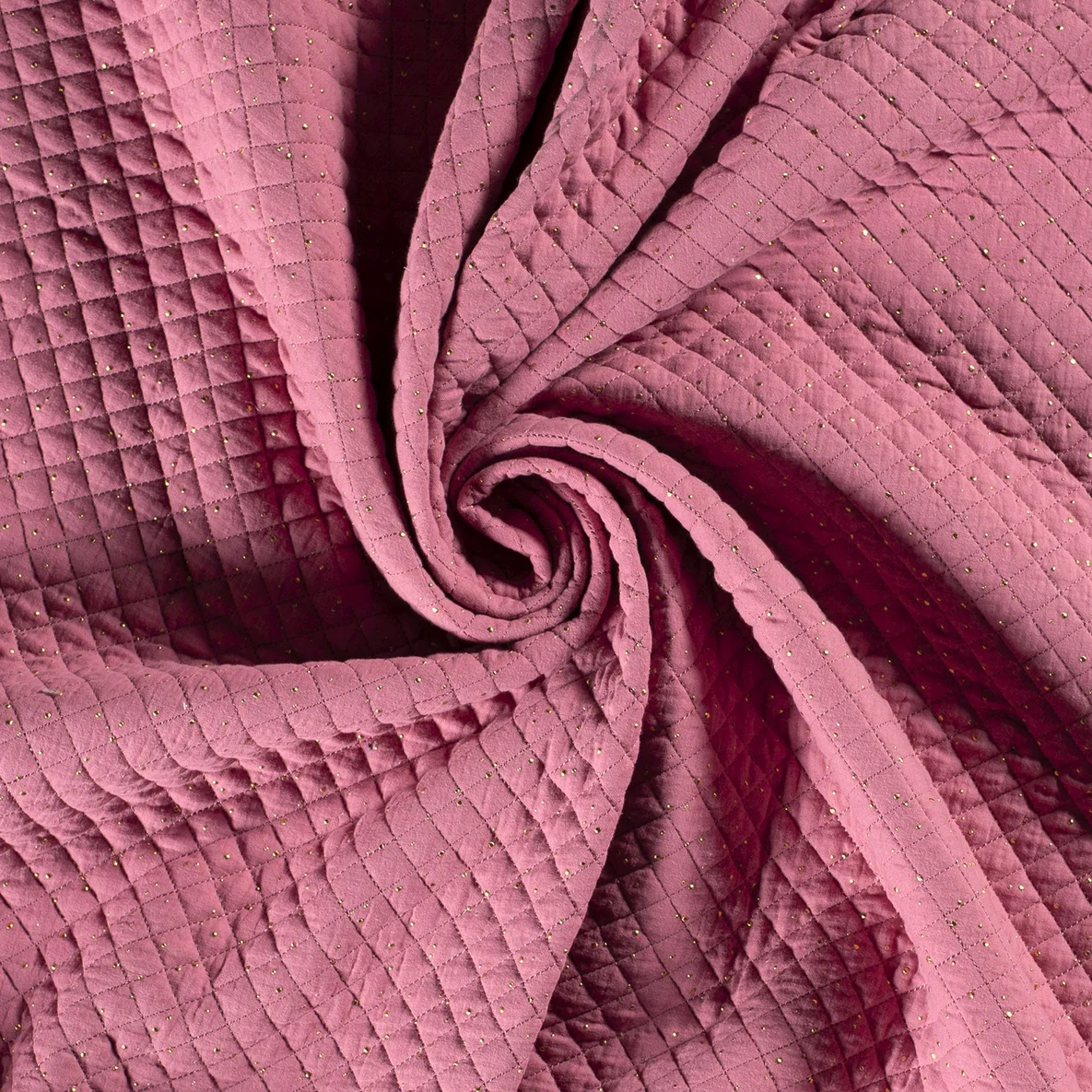 Musselin Stepper goldene Punkte Dunkles Altrosa