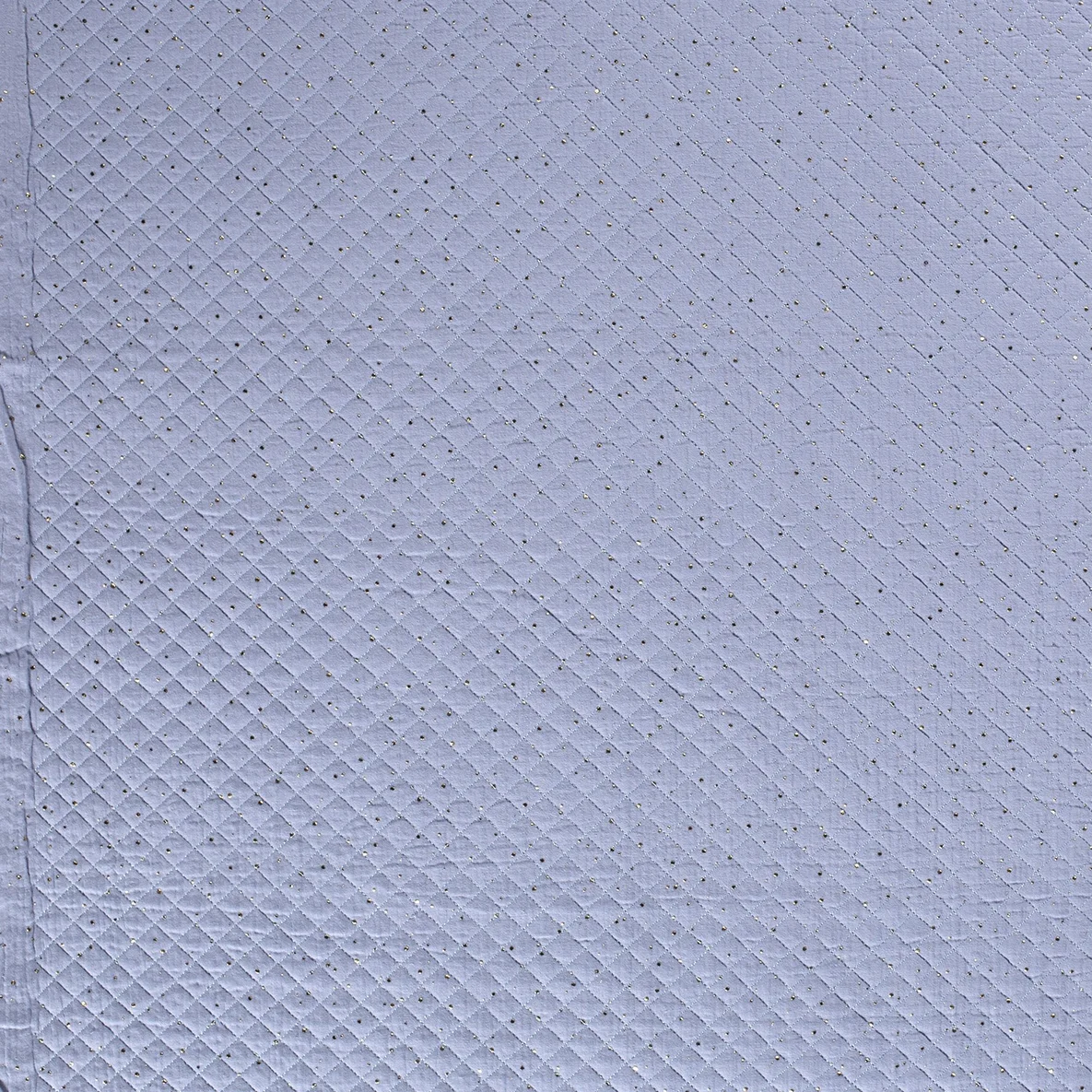 Musselin Stepper goldene Punkte Hellblau