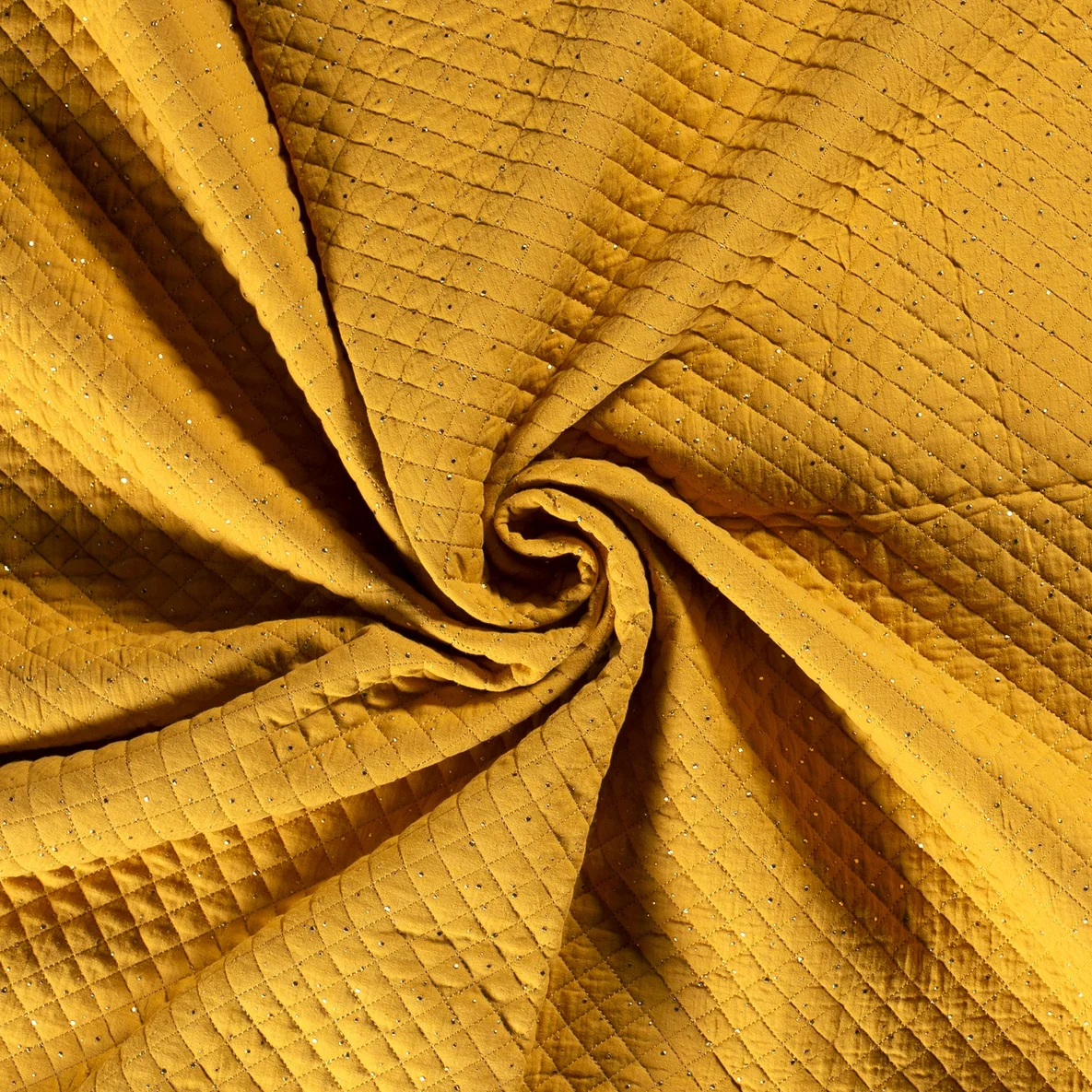 Musselin Stepper goldene Punkte Senfgelb