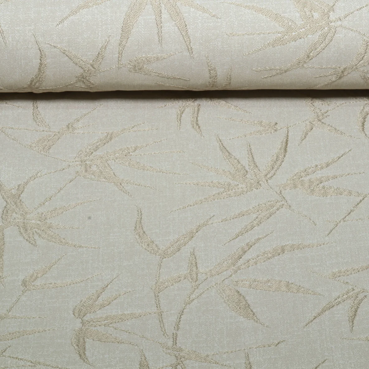 Nachhaltiger Canvas Jacquard Blätter Bestickt Beige