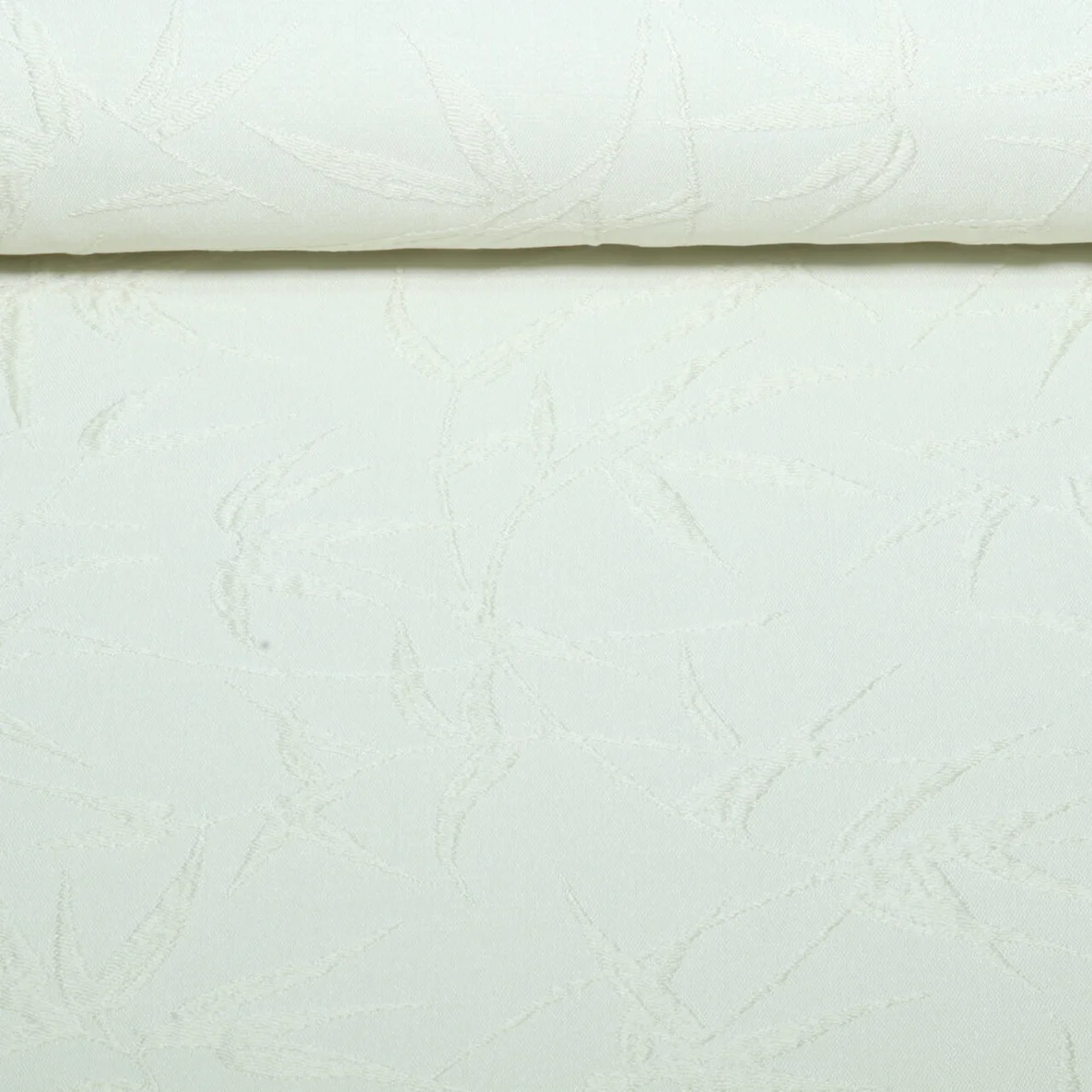 Nachhaltiger Canvas Jacquard Blätter Bestickt Ecru