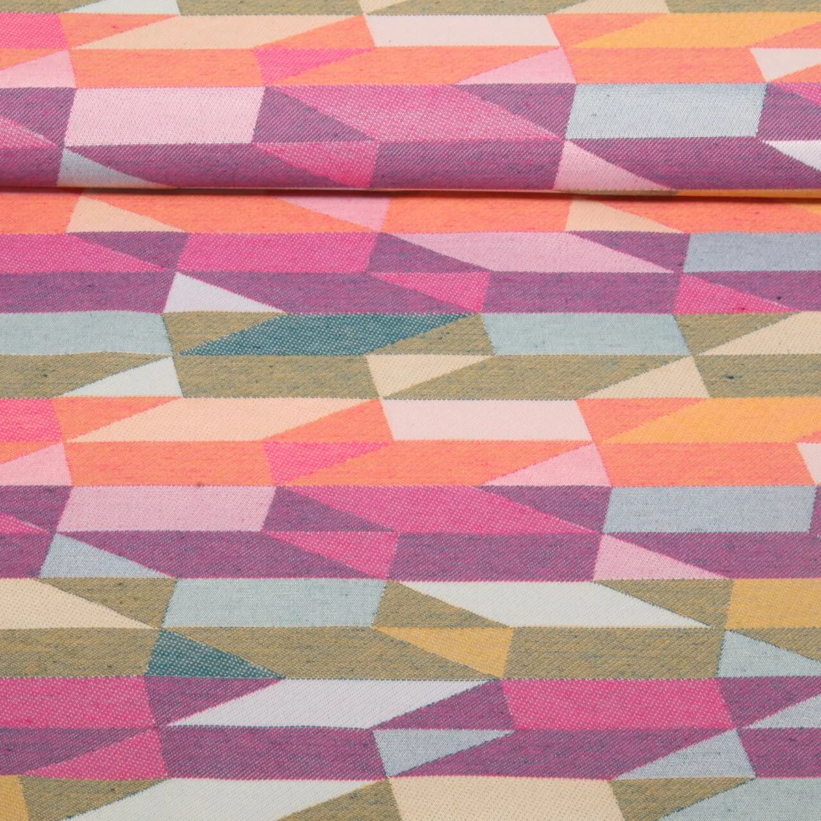 Nachhaltiger Jacquard Canvas Geostreifen Design Multicolor