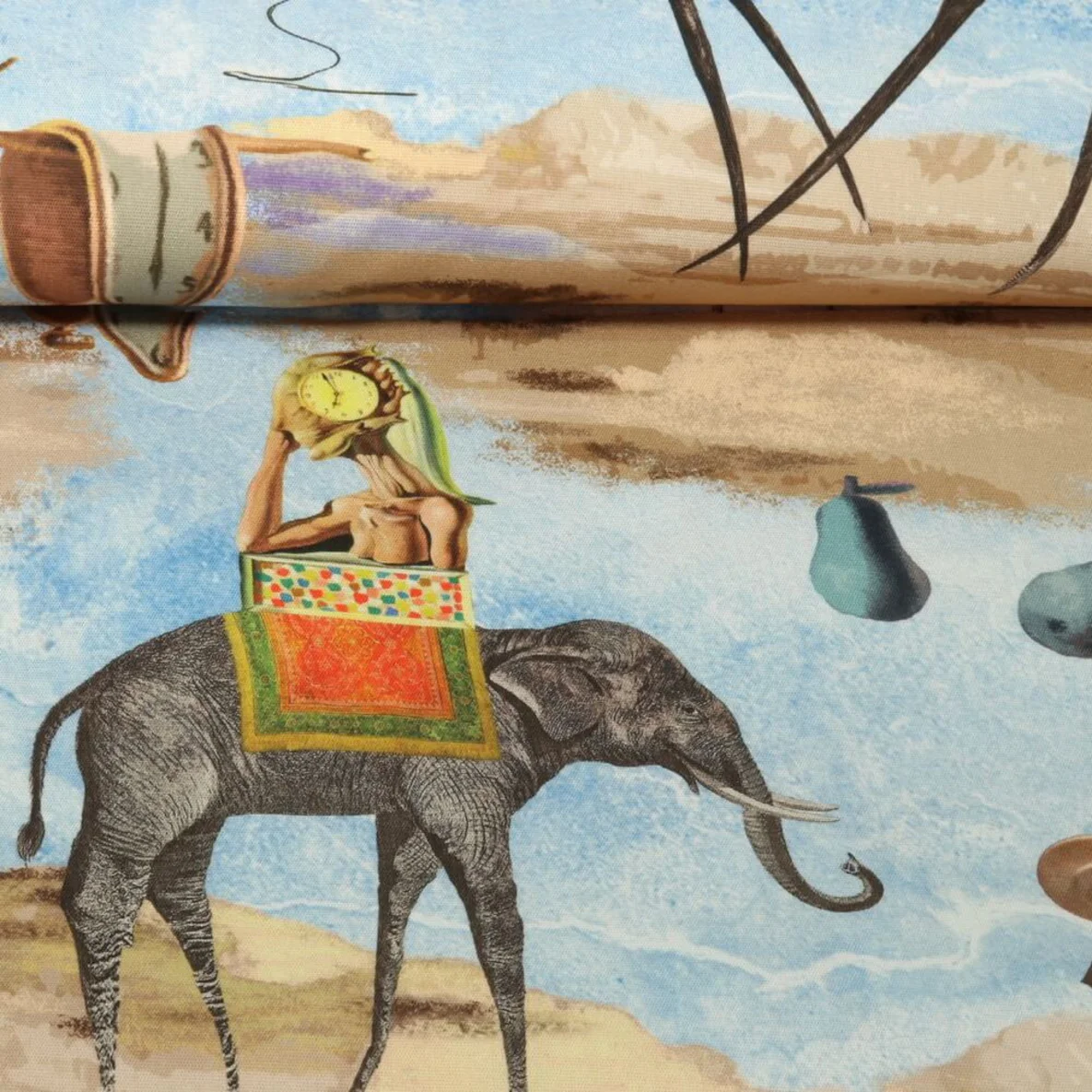 Outdoorstoff Hugo & Hilda Tiere Surreal Blau