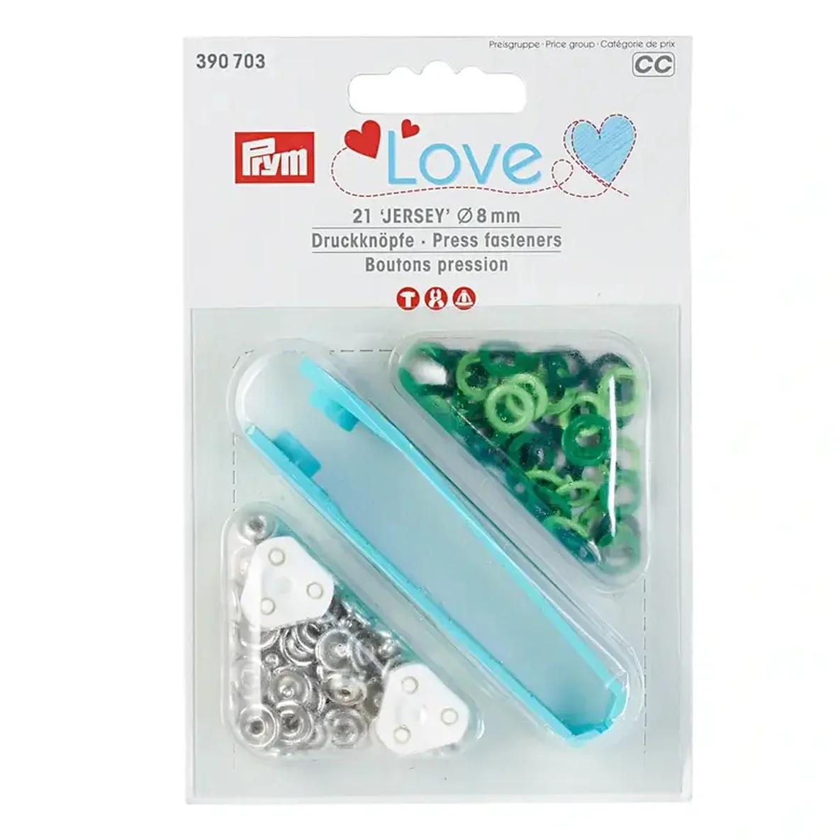 PRYM Love Jersey Druckknöpfe 8mm Farbmix Grün