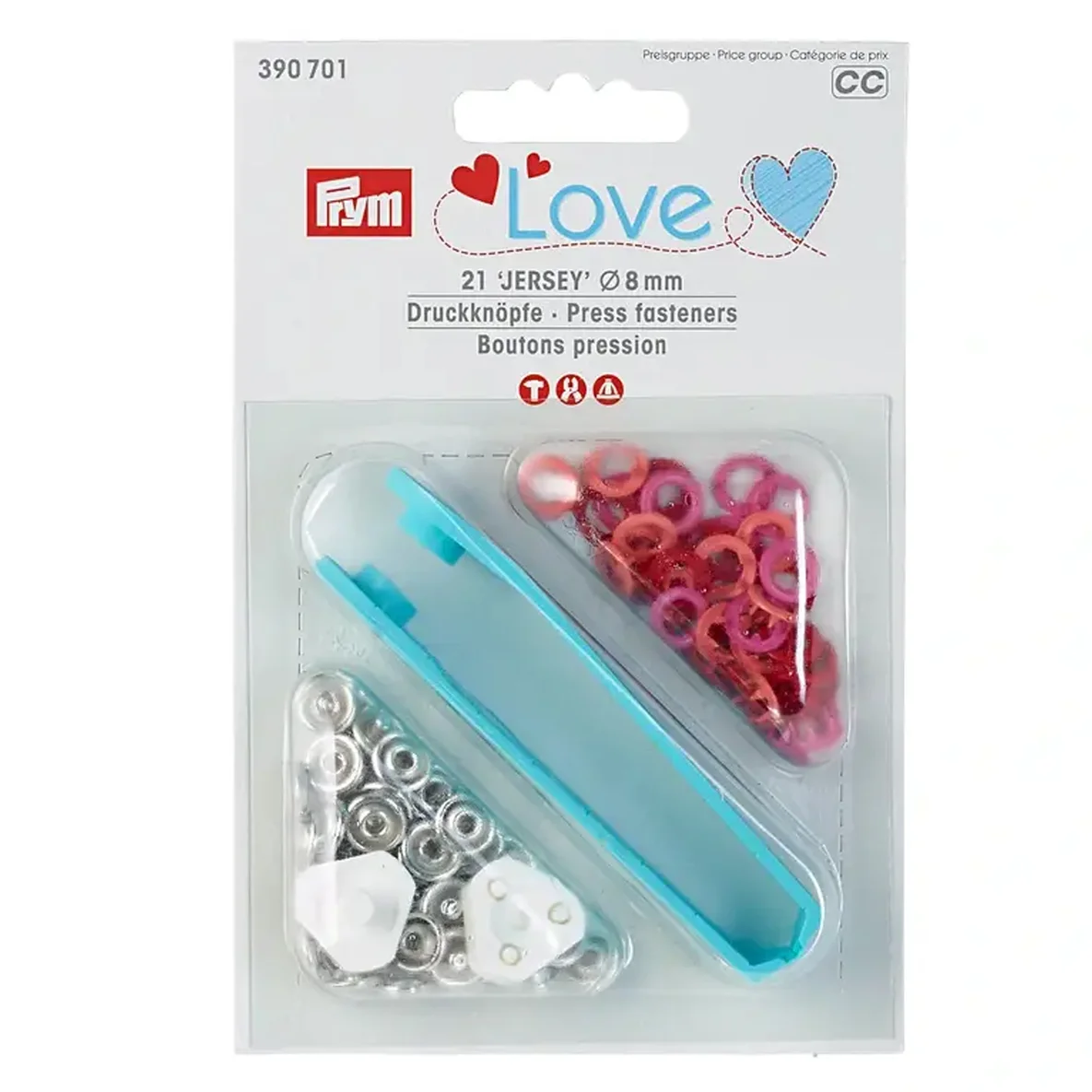 PRYM Love Jersey Druckknöpfe 8mm Farbmix Rot