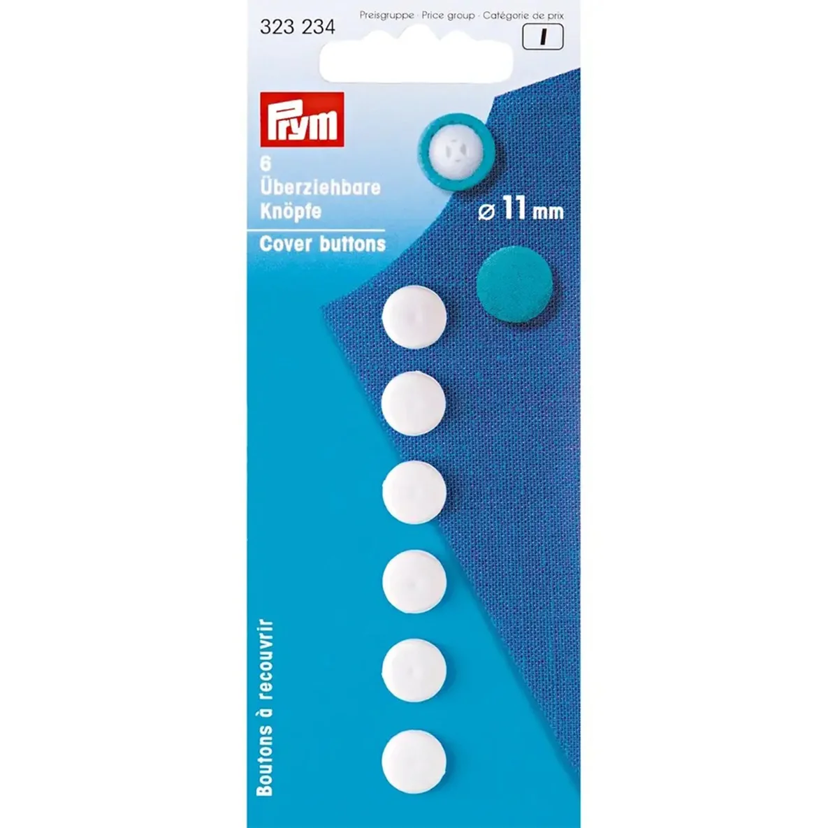 PRYM Überziehbare Knöpfe 11mm Weiß 6Stück