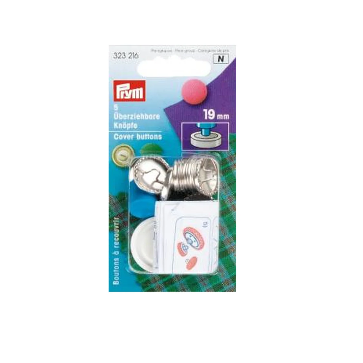 PRYM Überziehbare Knöpfe mit Werkzeug 19mm goldfarbig 5Stück