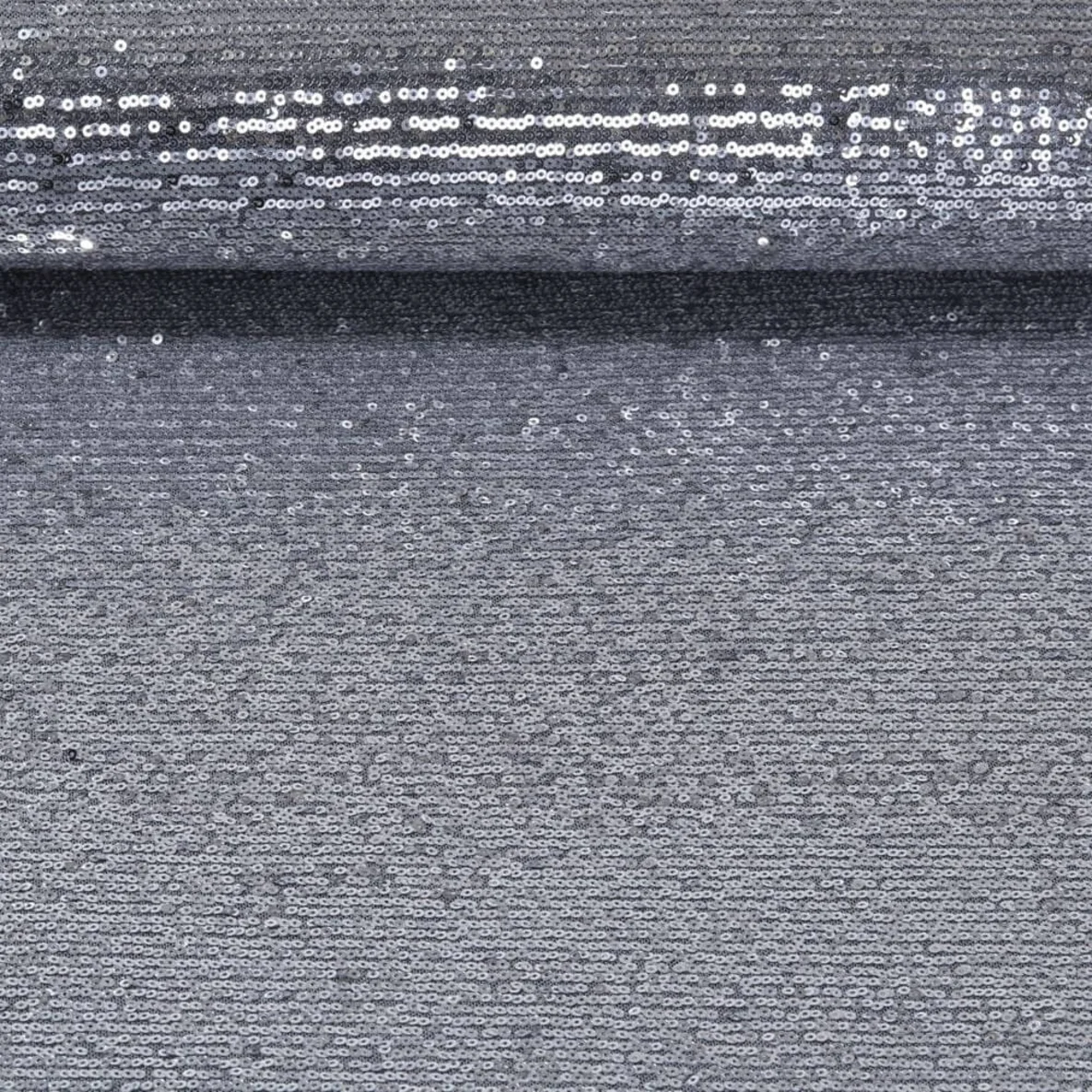 Paillettenstoff Silber Grau