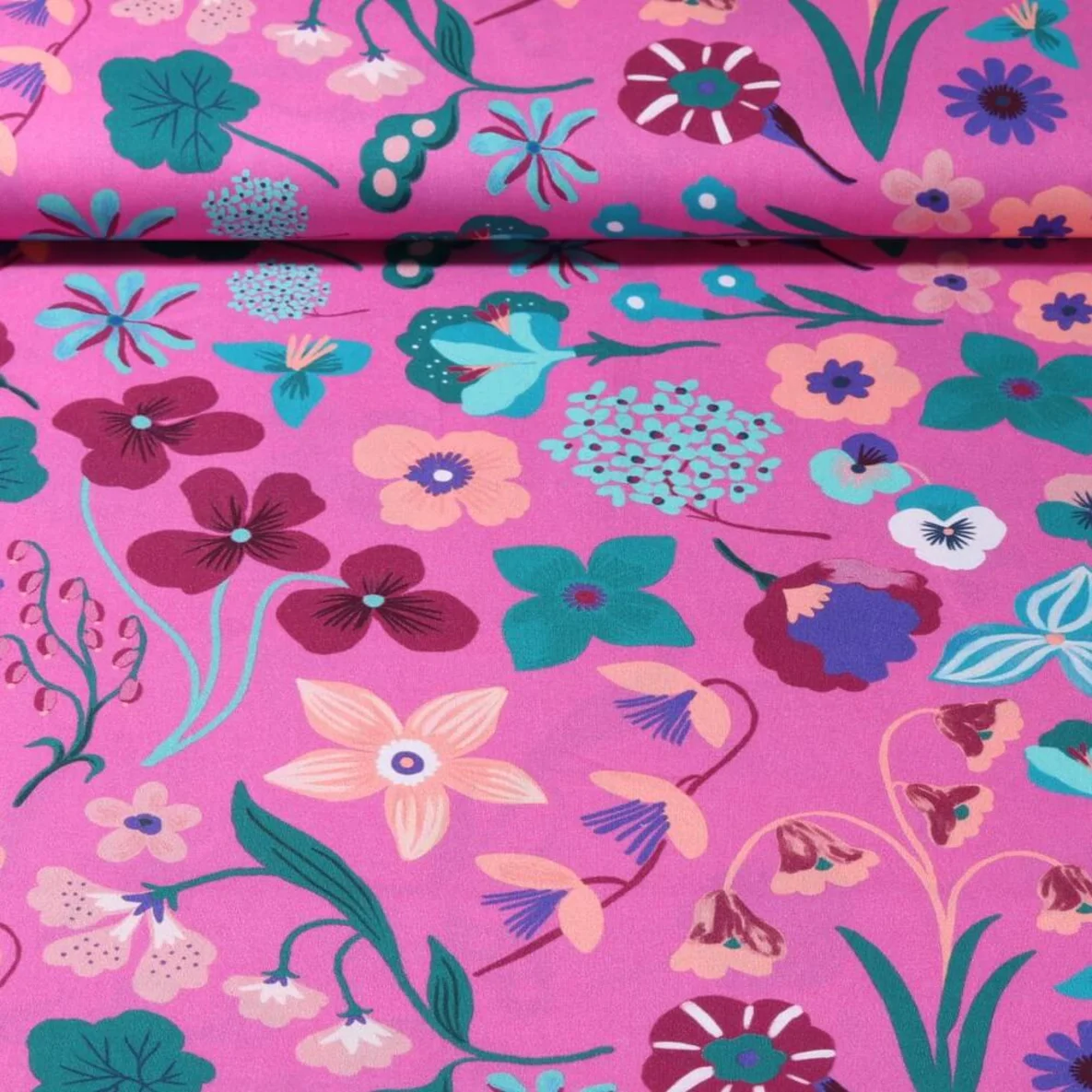 Popeline "Meadow Flower" Hortensie