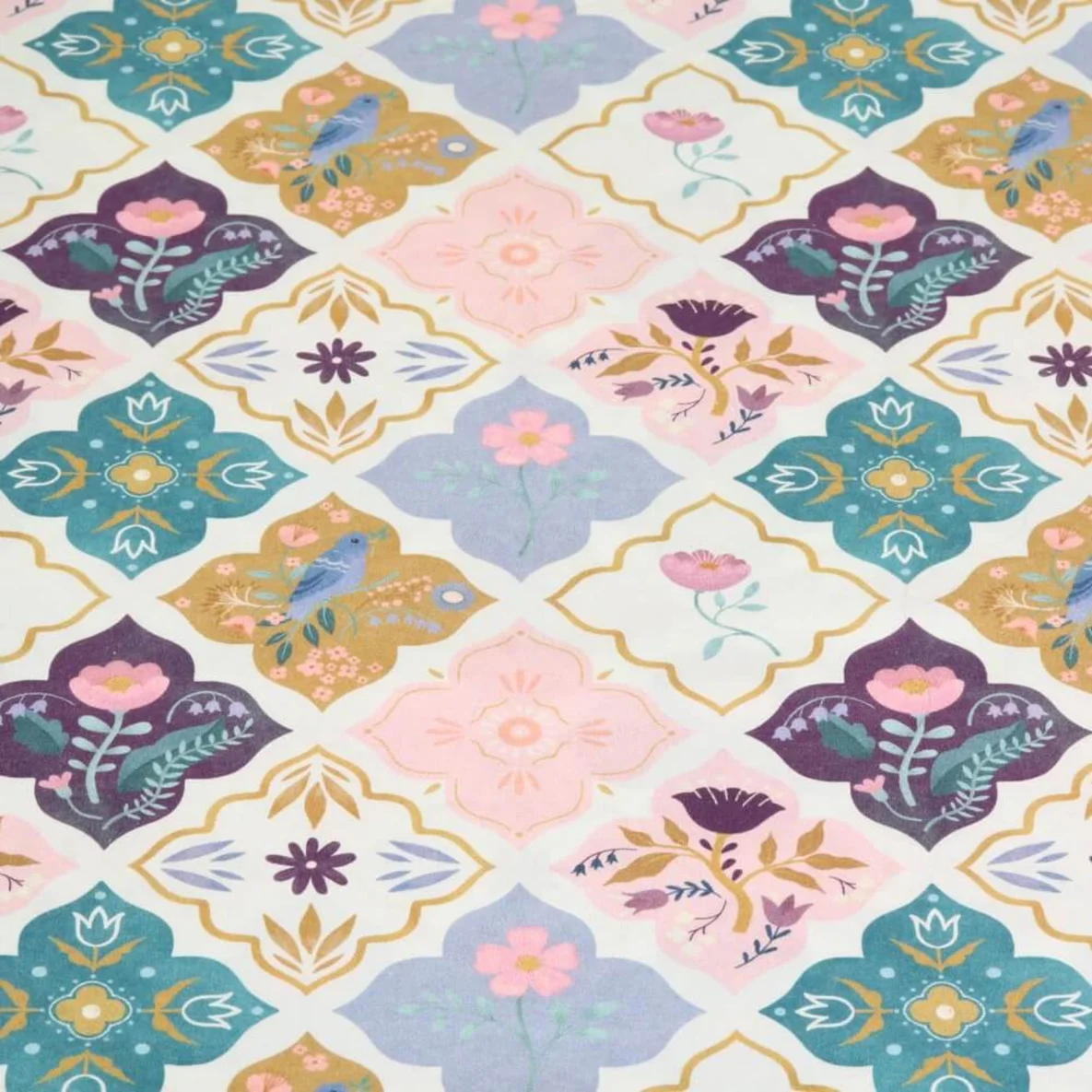 Popeline Patches Blumen Weiß