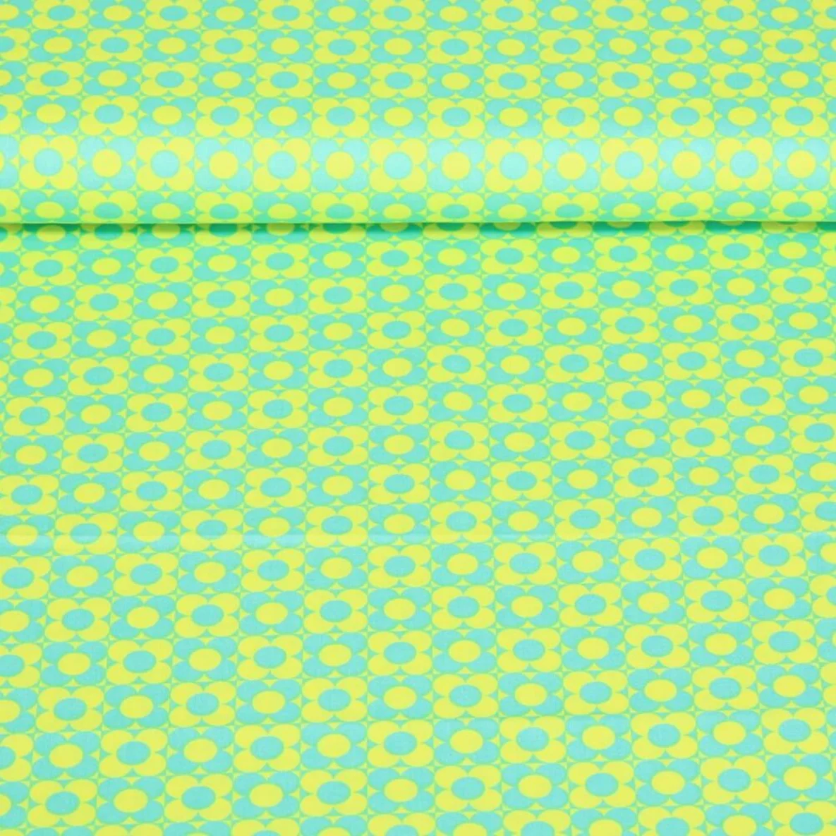 Popeline Retroblumen Grün