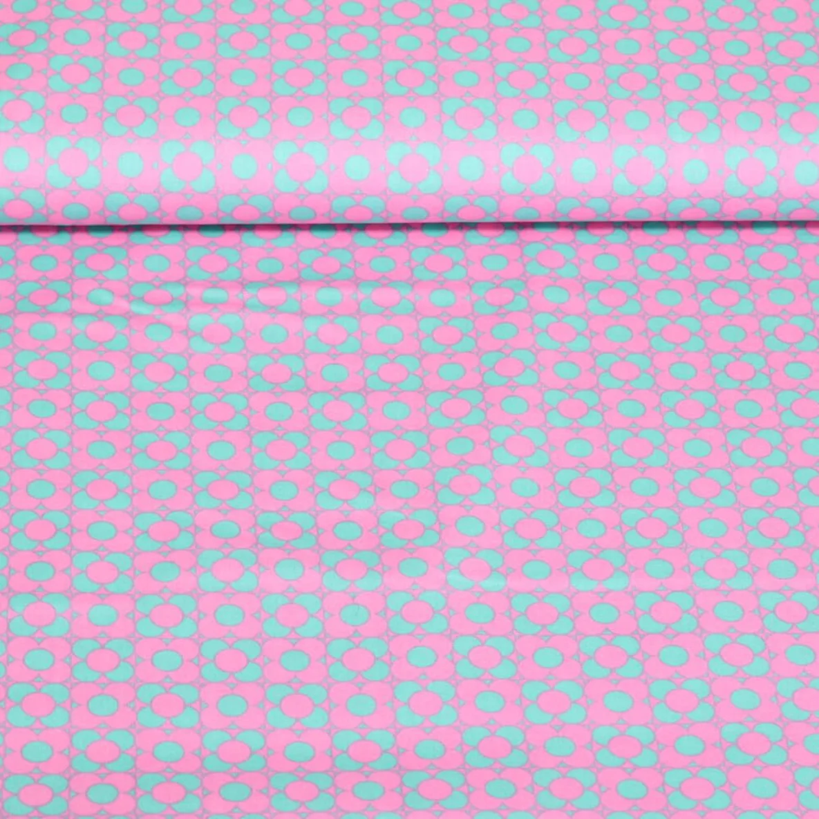 Popeline Retroblumen Rosa