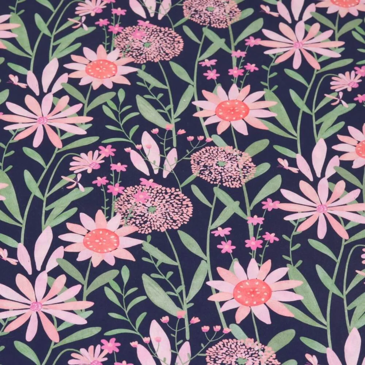 Popeline Sommerblumen Navy