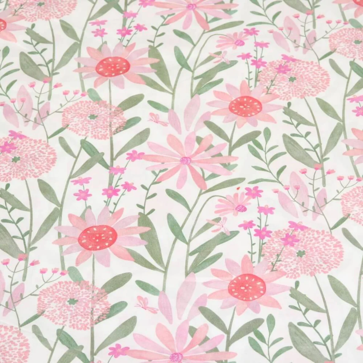 Popeline Sommerblumen Weiß