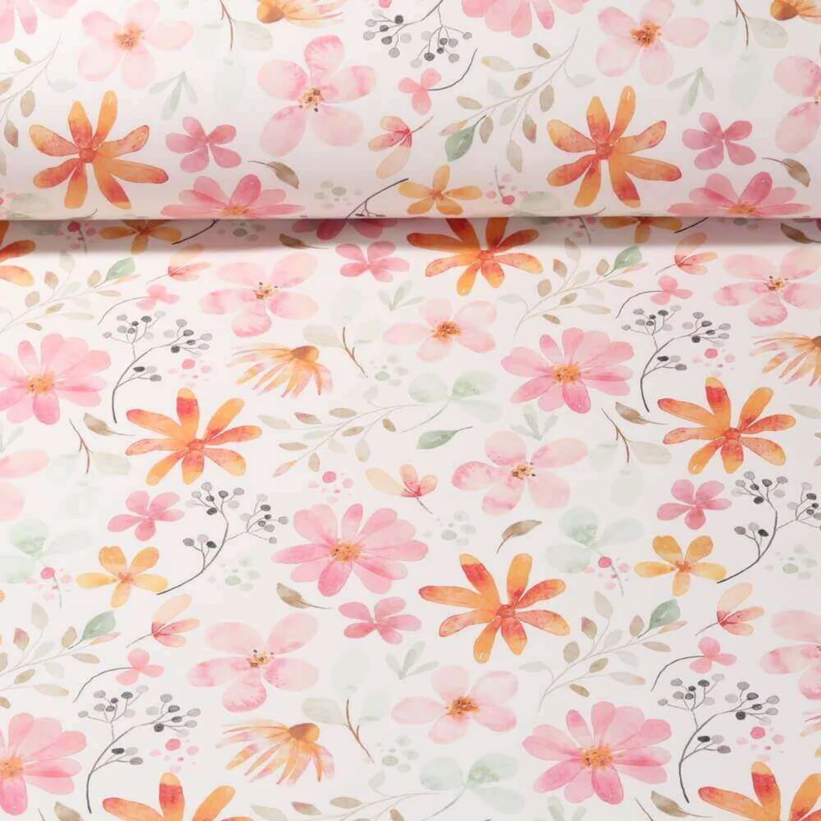 Regenjackenstoff Aqua Protect Blumenwiese Ecru