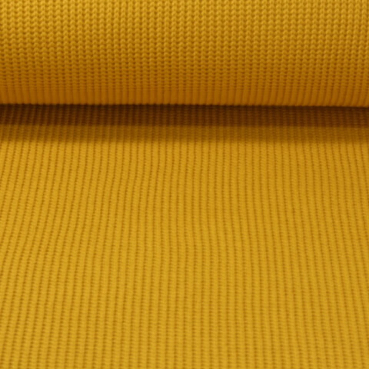 Rippen-Stricksweat Uni Ockergelb