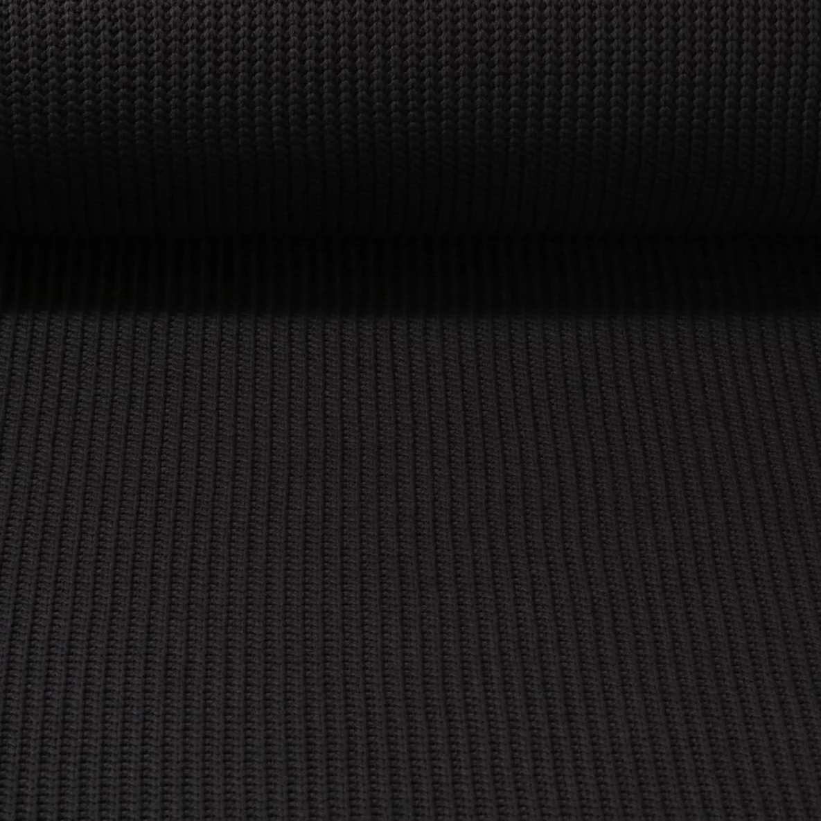 Rippen-Stricksweat Uni Schwarz