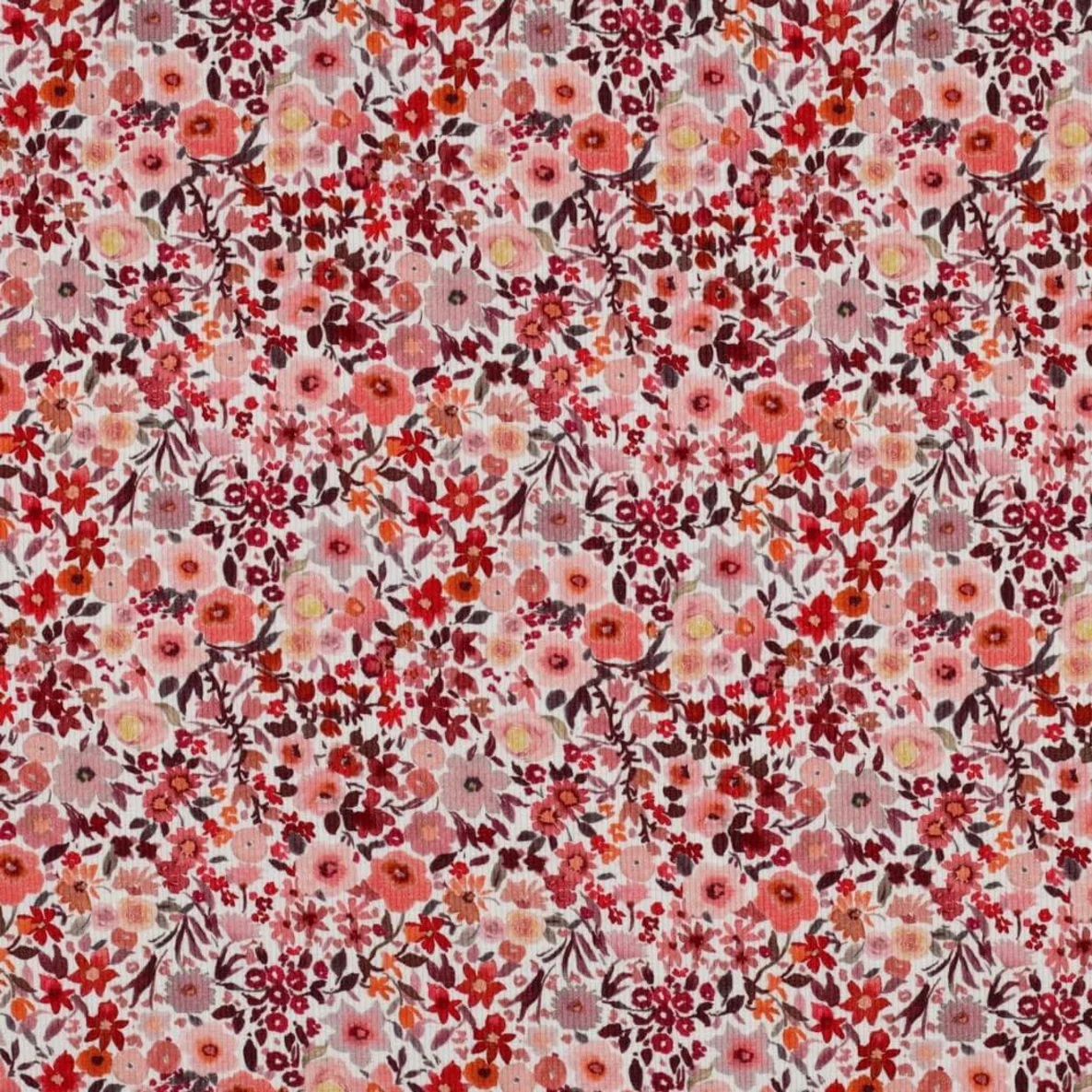 Rippjersey Digitaldruck Kleine Blüten Rosa