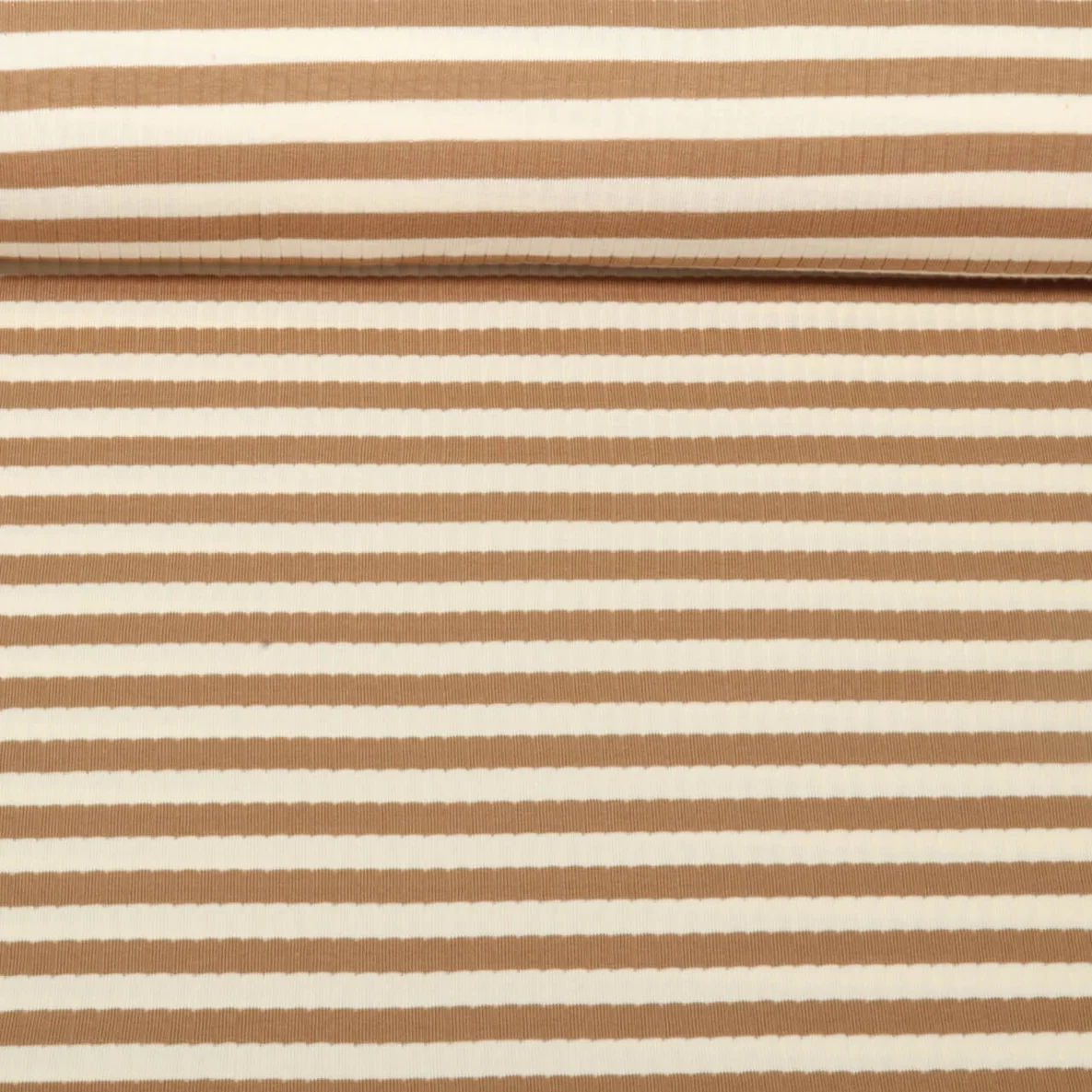 Rippjersey Streifen Braun Ecru