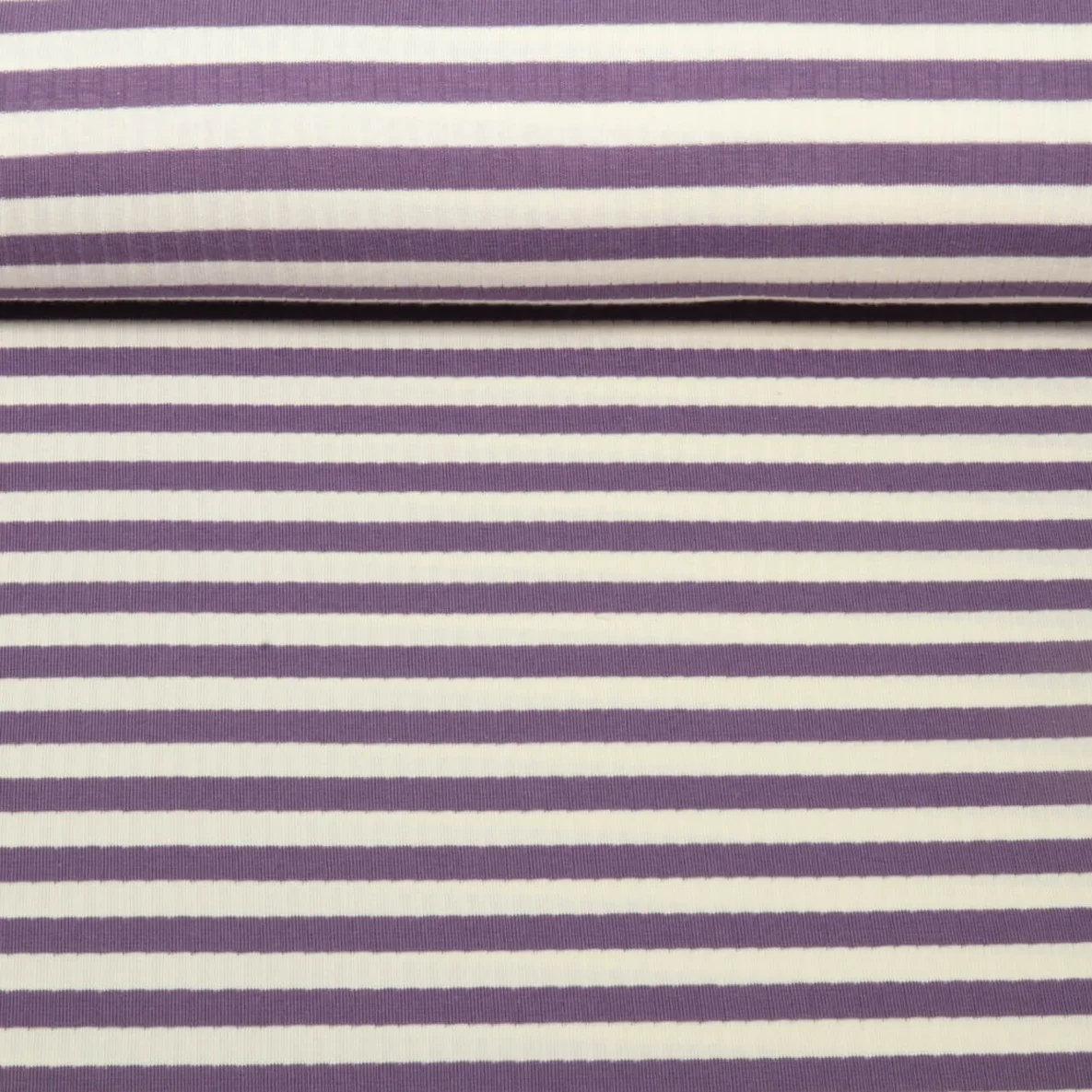 Rippjersey Streifen Flieder Ecru