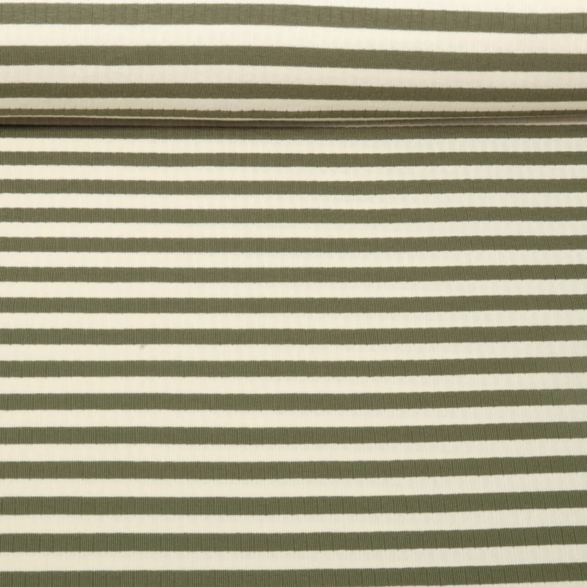 Rippjersey Streifen Grün Ecru
