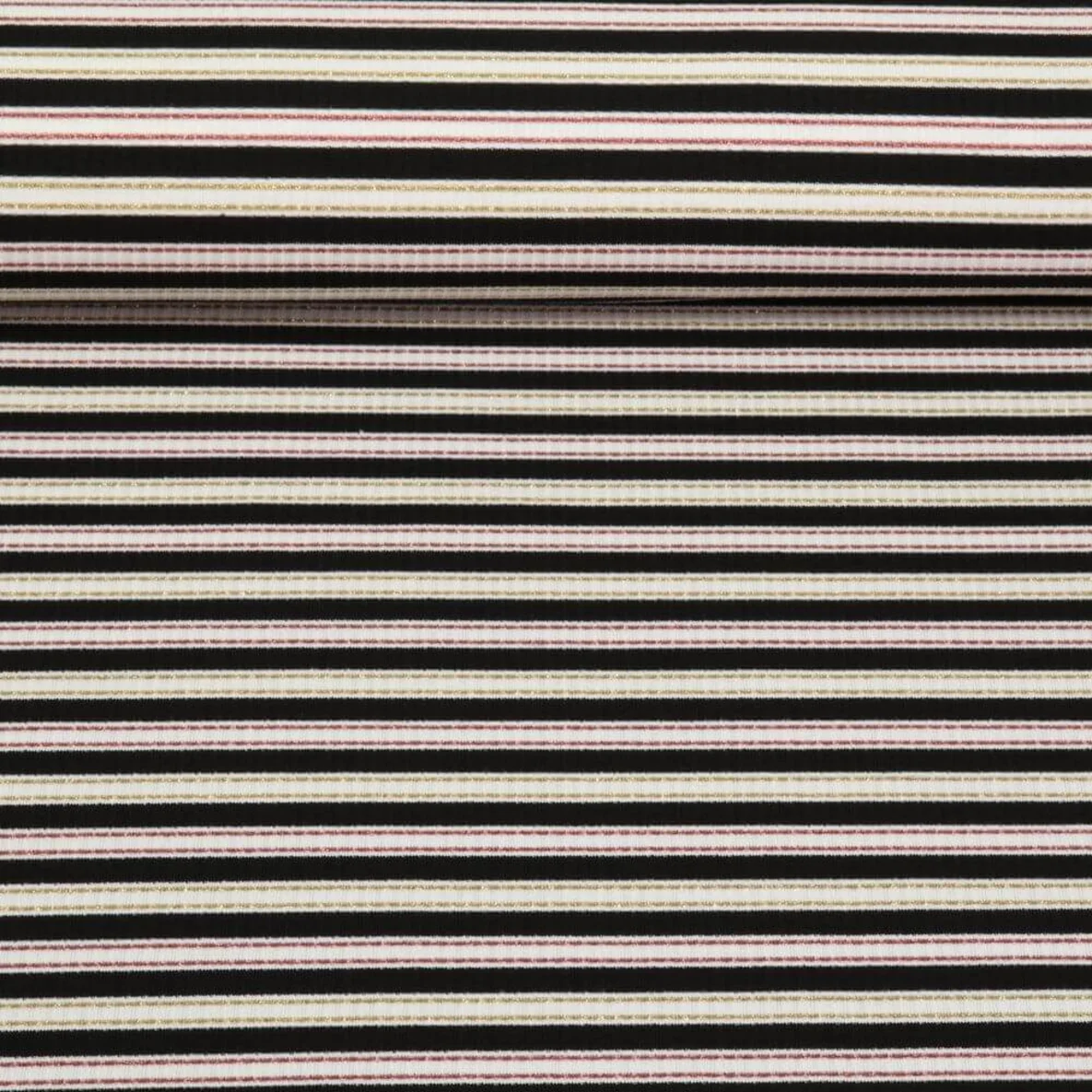 Rippjersey Streifen Lurex Schwarz Weiß