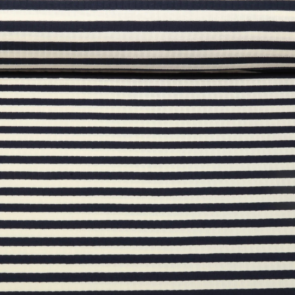 Rippjersey Streifen Navy Ecru
