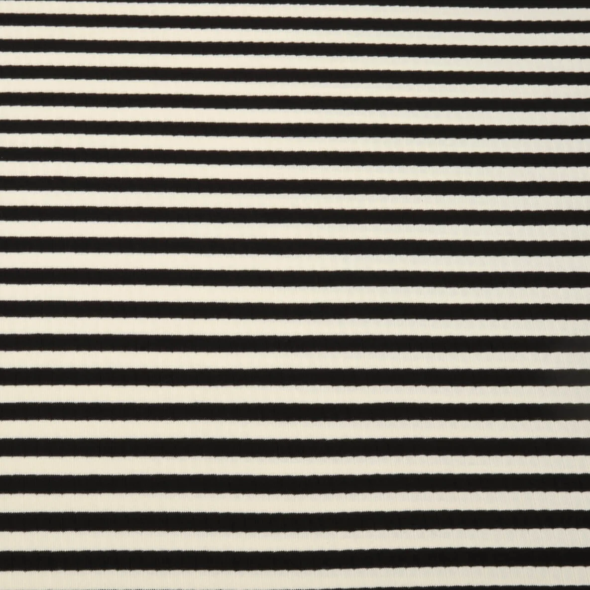 Rippjersey Streifen Schwarz Ecru