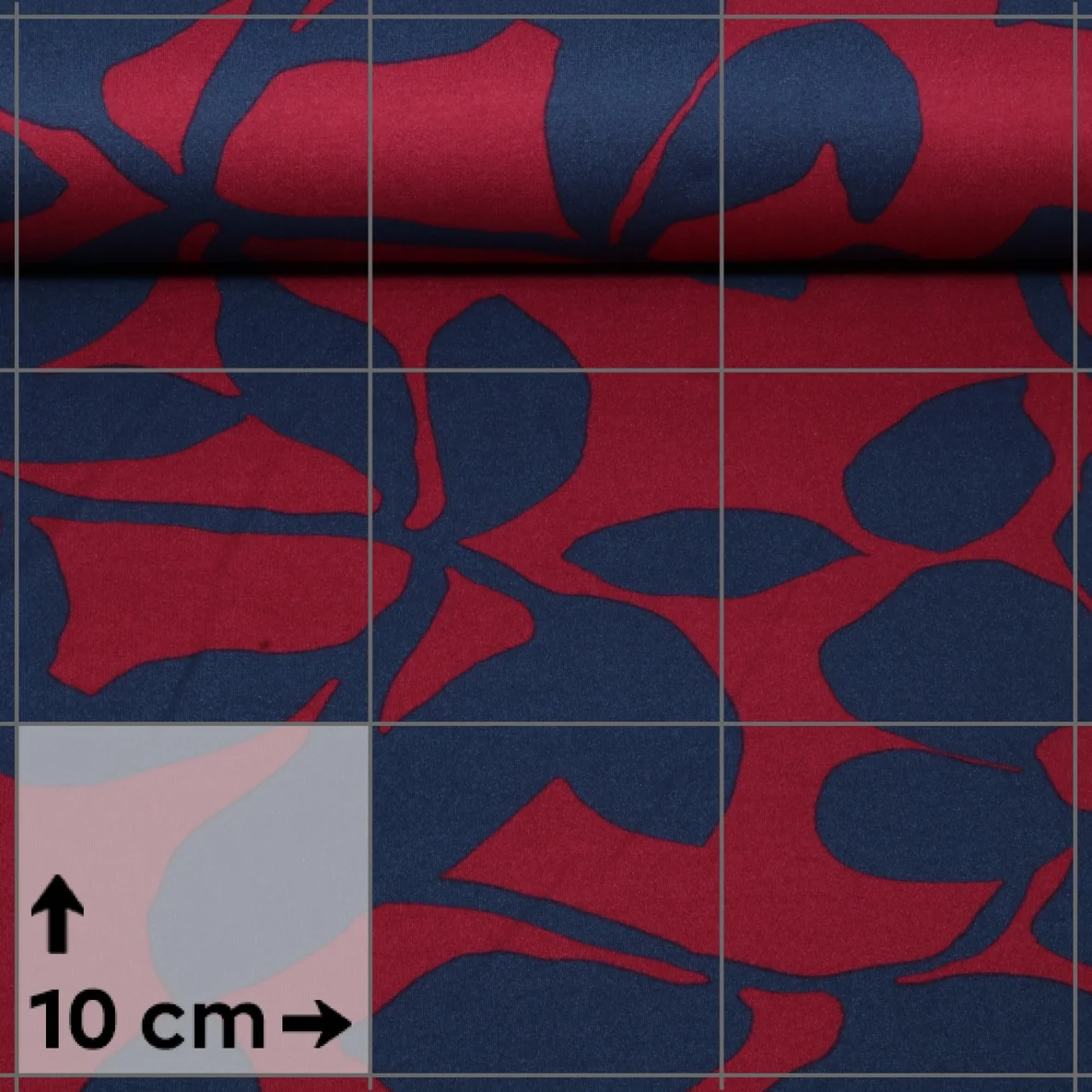 Romanit Jersey Blätter und Blüten Bordeaux Navy