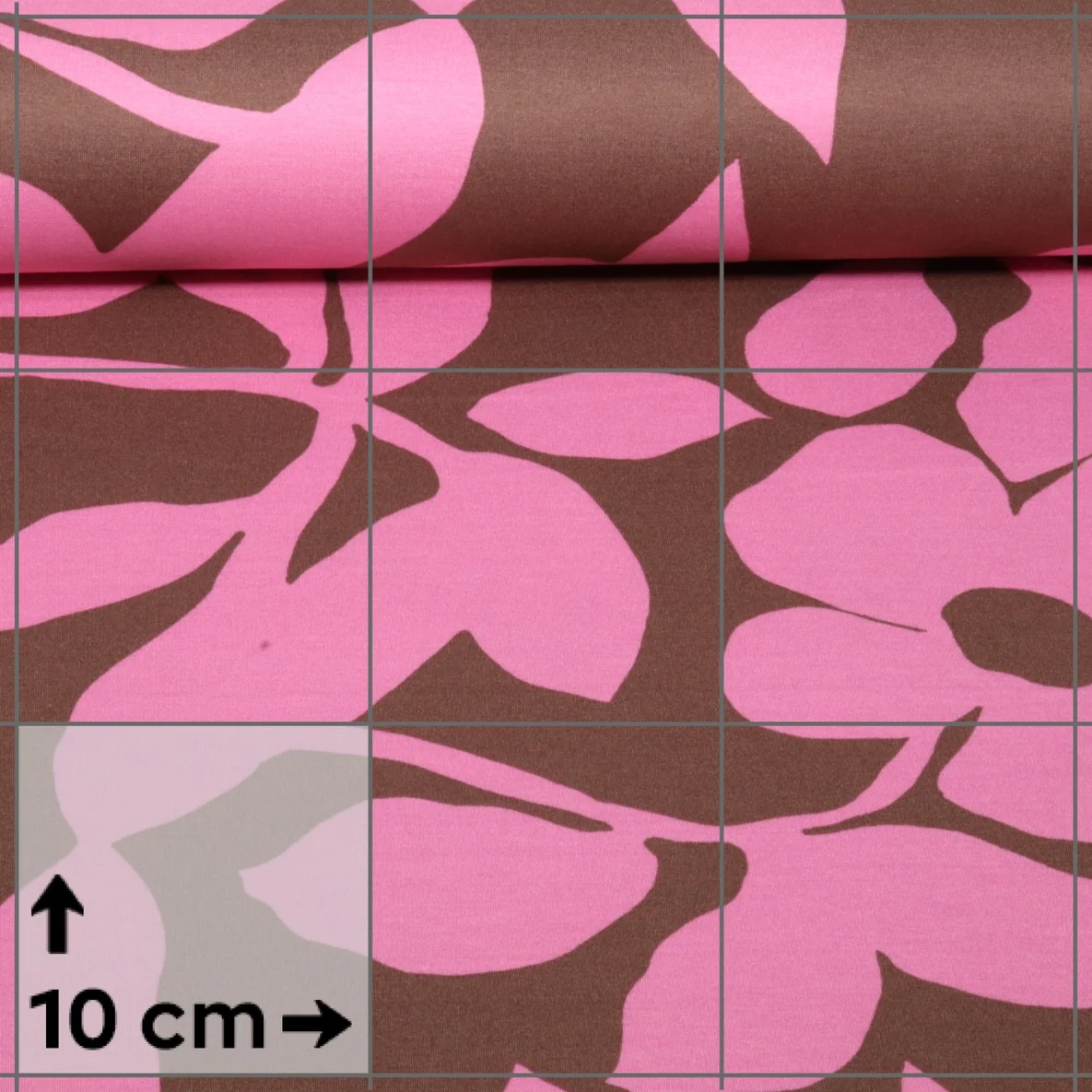 Romanit Jersey Blätter und Blüten Braun Rosa