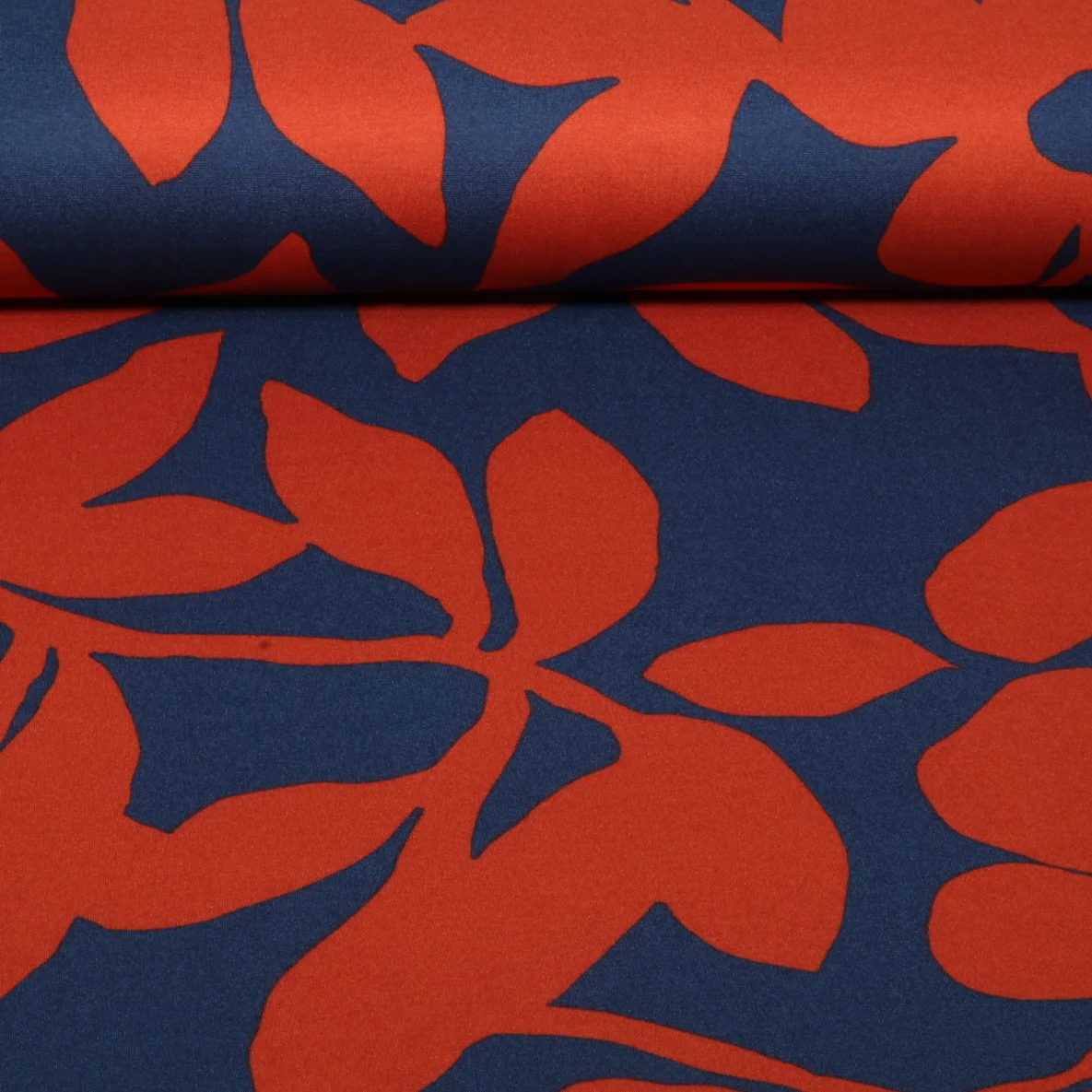 Romanit Jersey Blätter und Blüten Navy Ziegel