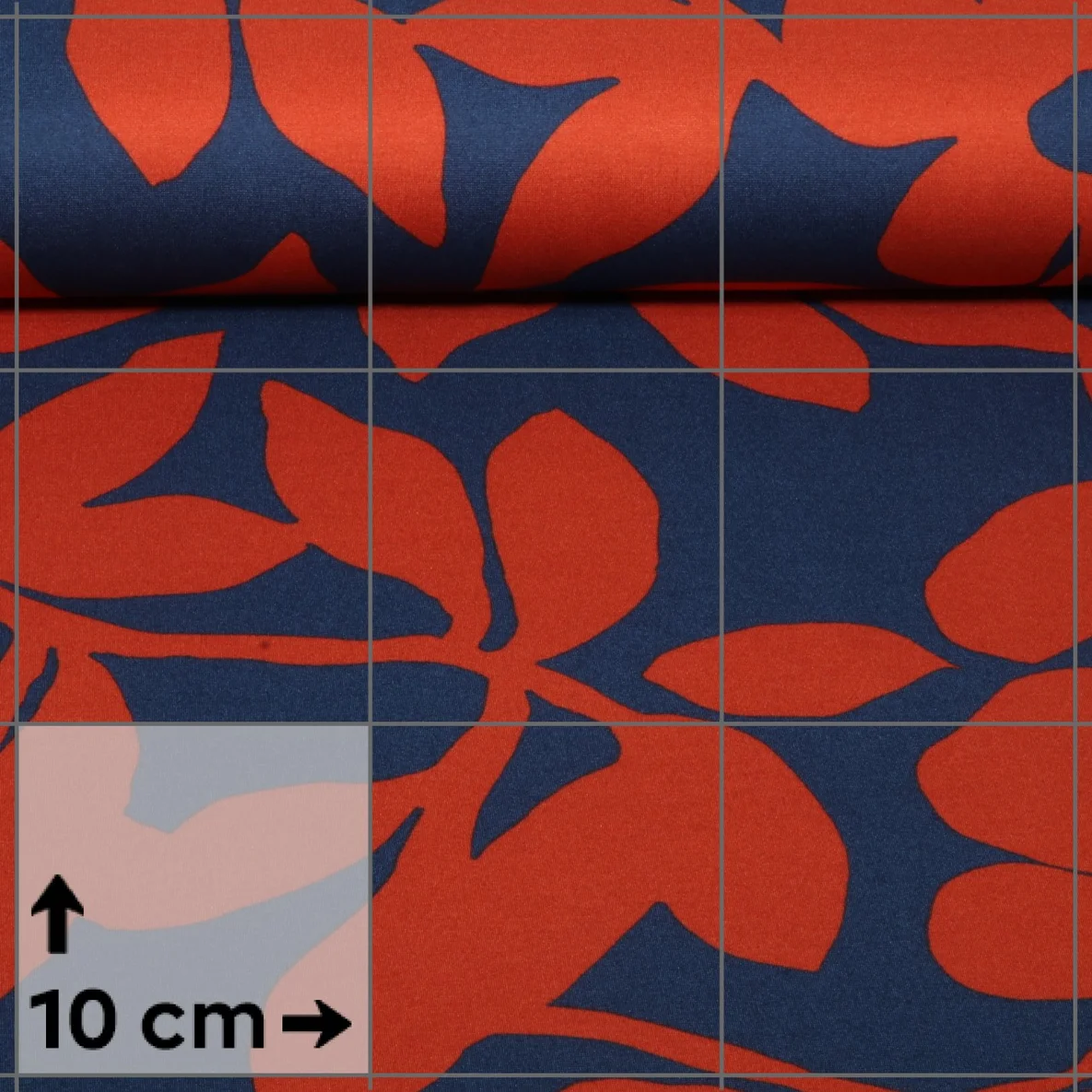 Romanit Jersey Blätter und Blüten Navy Ziegel
