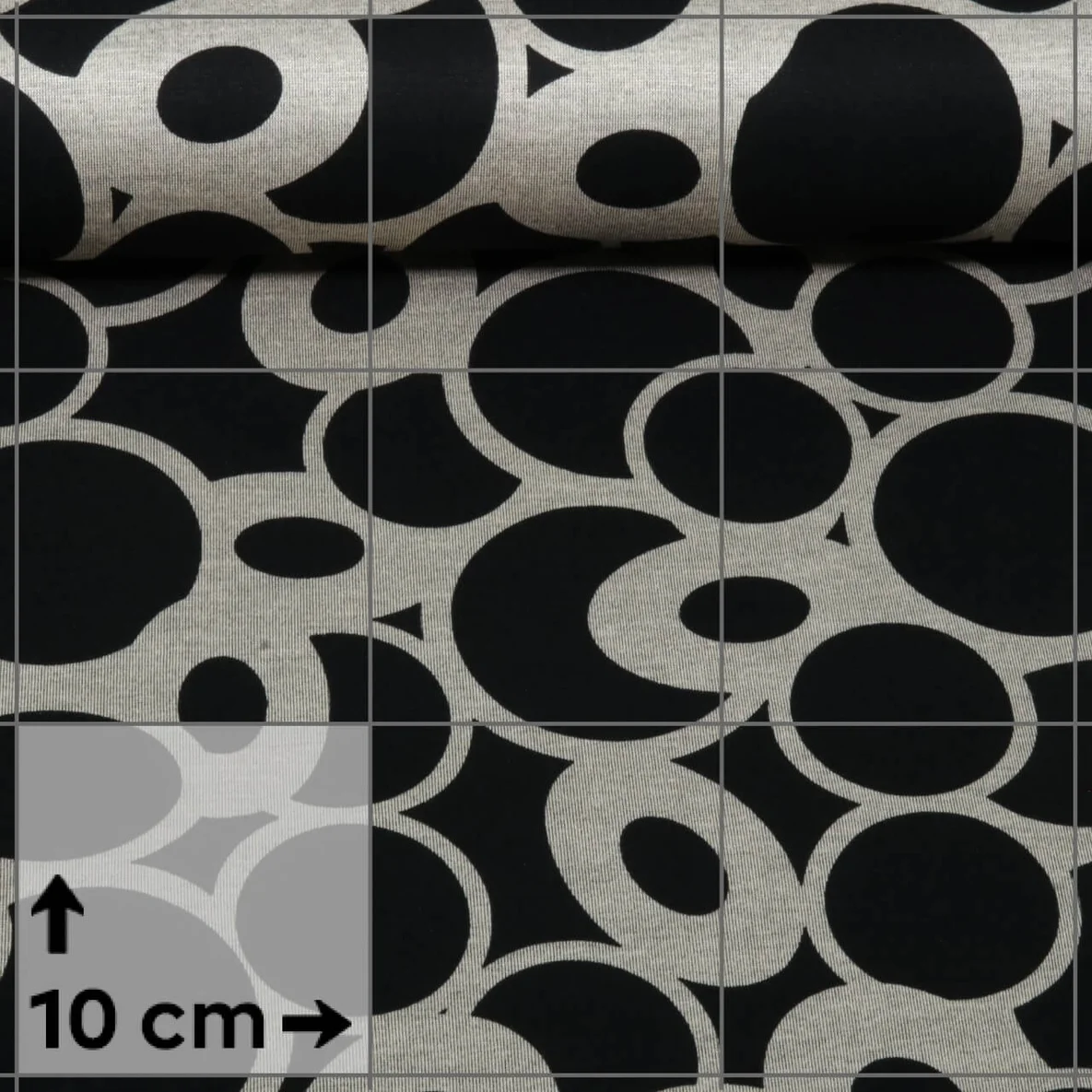 Romanit Jersey Kreise Retro Schwarz Grau