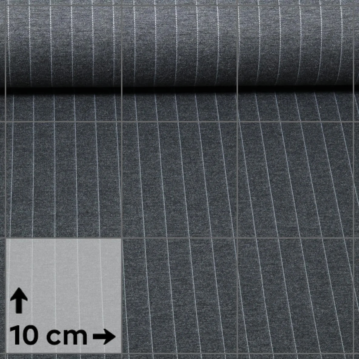 Romanit-Jersey Nadelstreifen 15mm Grau