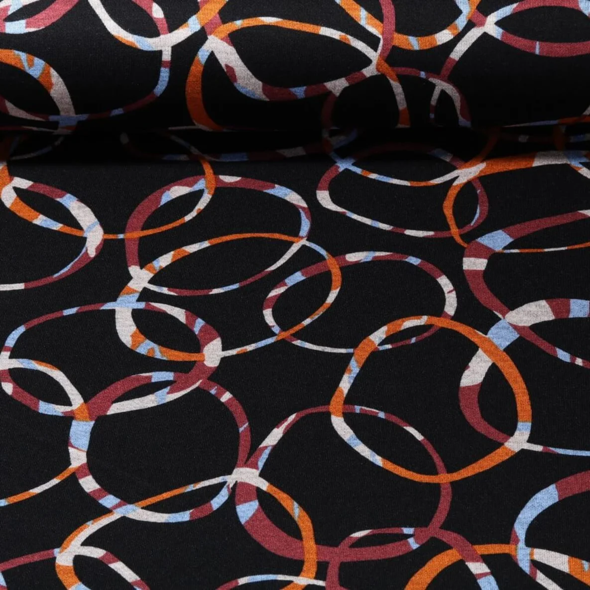 Romanit Jersey Soft Kringel Schwarz Braun