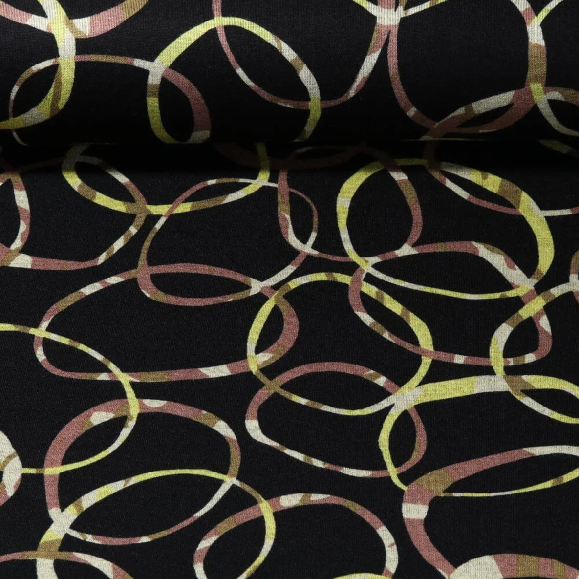 Romanit Jersey Soft Kringel Schwarz Lime