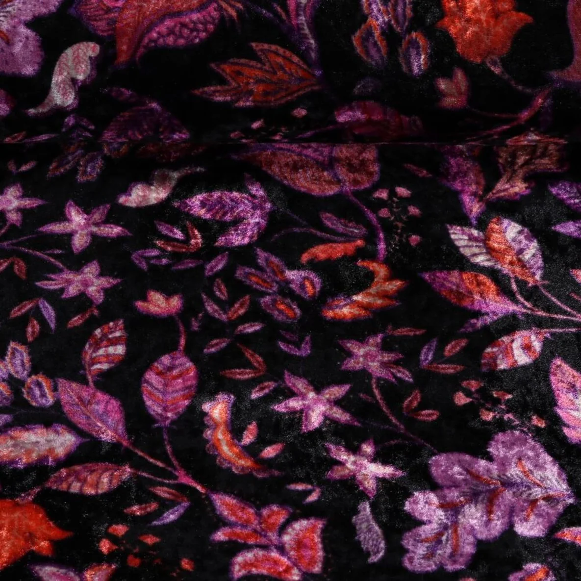 Samt Jersey Paisley Schwarz Fuchsia