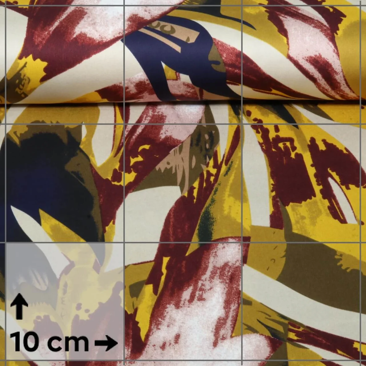 Satin Blumen Abstrakt Rot Gelb