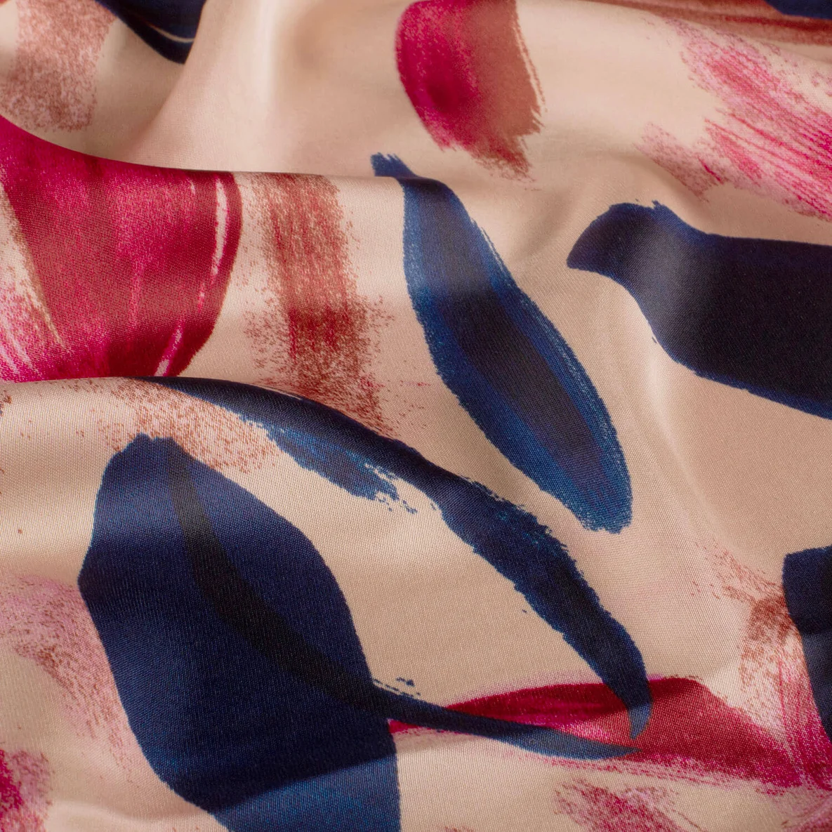 Satin Blumen Gemalt Rosa Blau