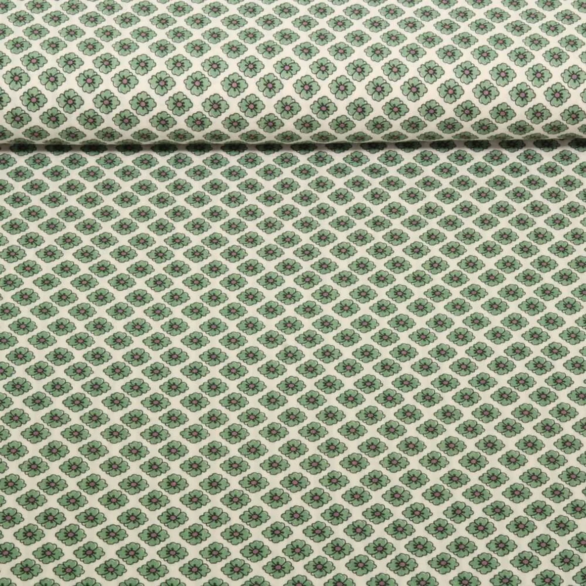 Seersucker Blumen Vintage Glatt Grün