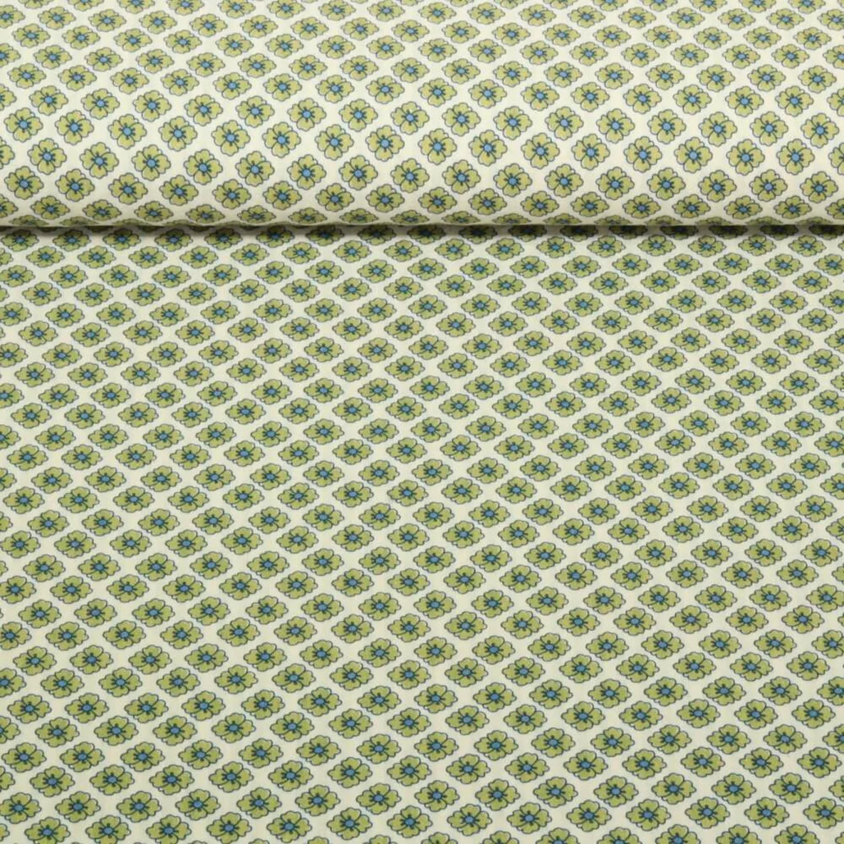 Seersucker Blumen Vintage Glatt Lindgrün