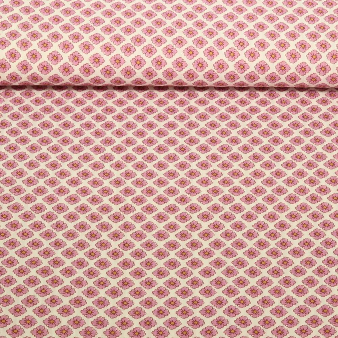 Seersucker Blumen Vintage Glatt Malve 