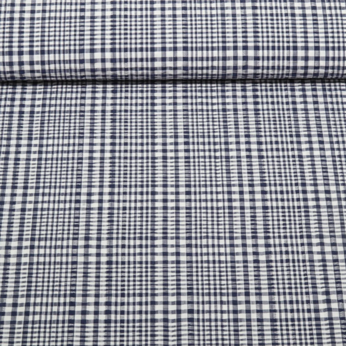 Seersucker Karo Blau