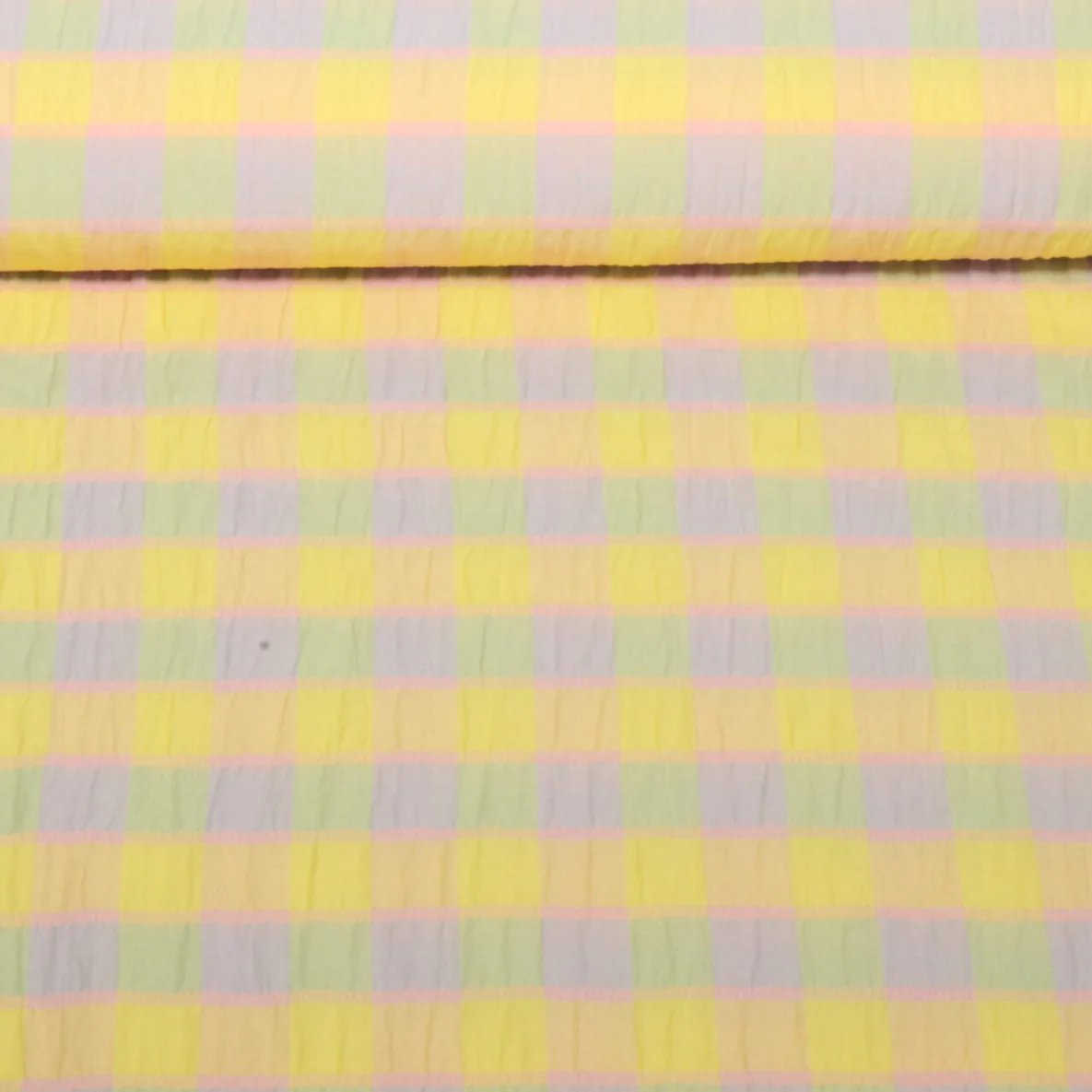 Seersucker Karo Gelb