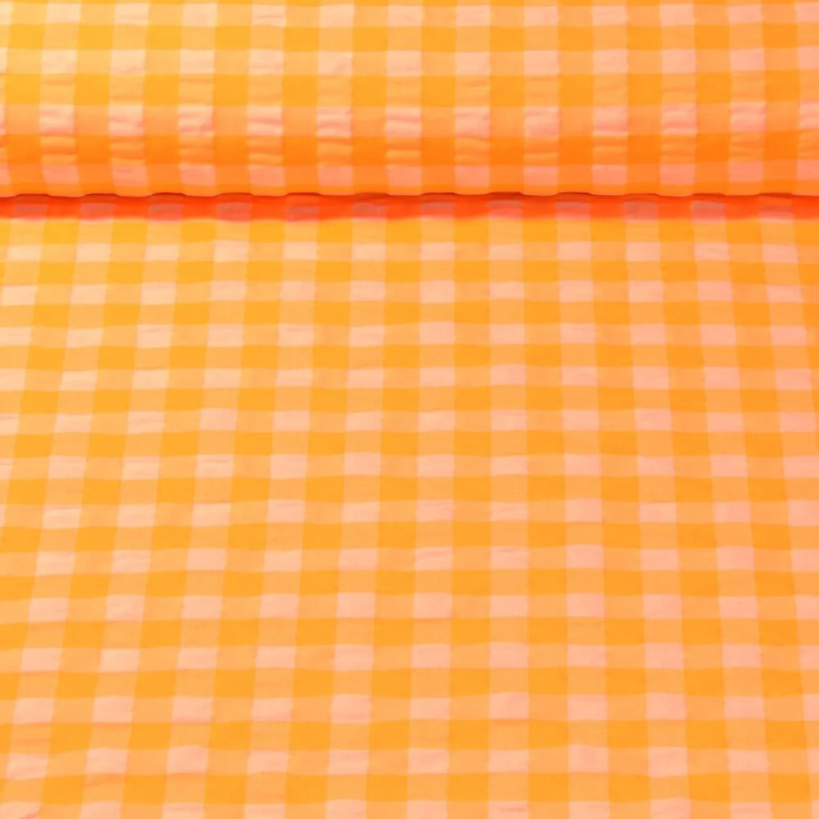 Seersucker Karo Groß Neon Orange