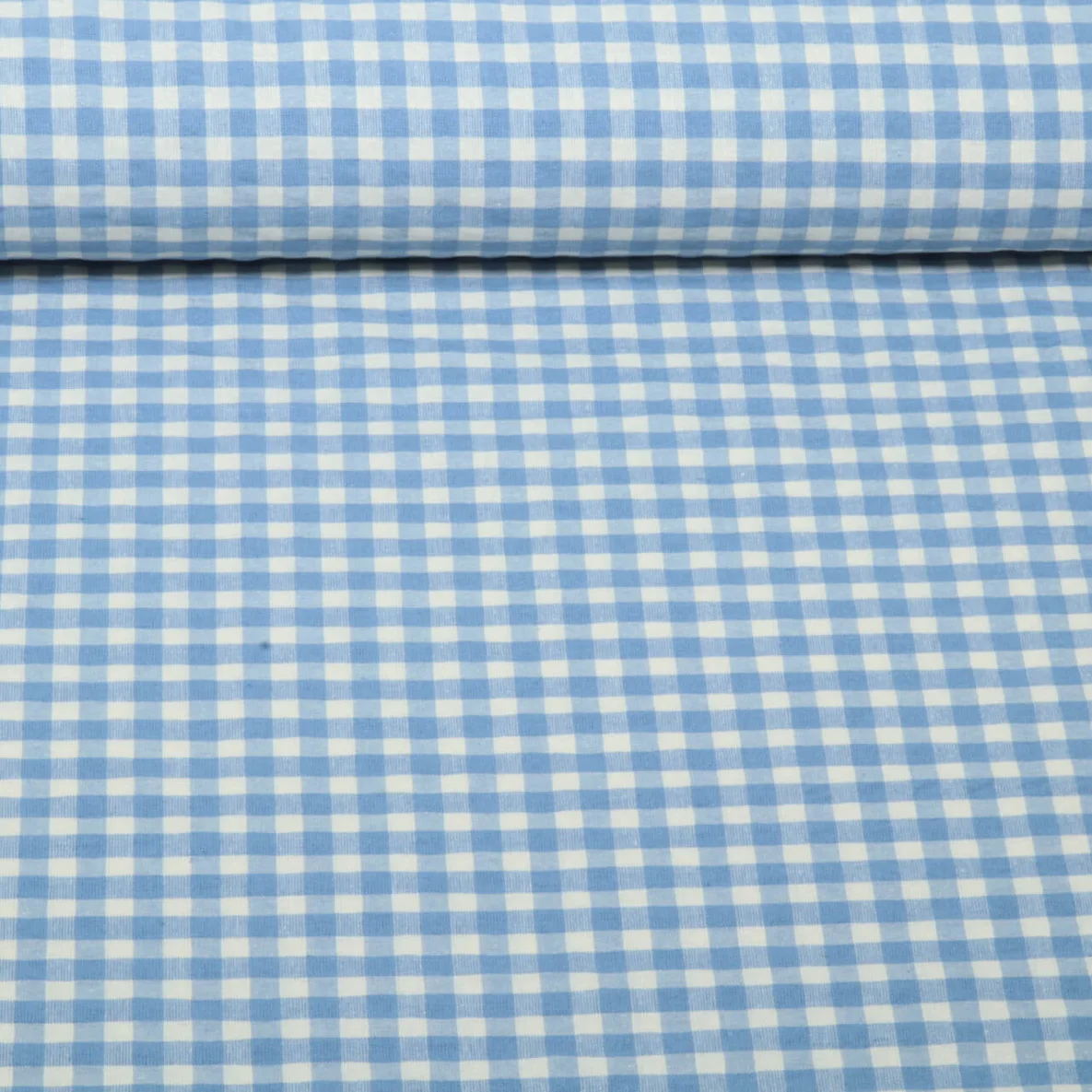 Seersucker Karo Hellblau Ecru