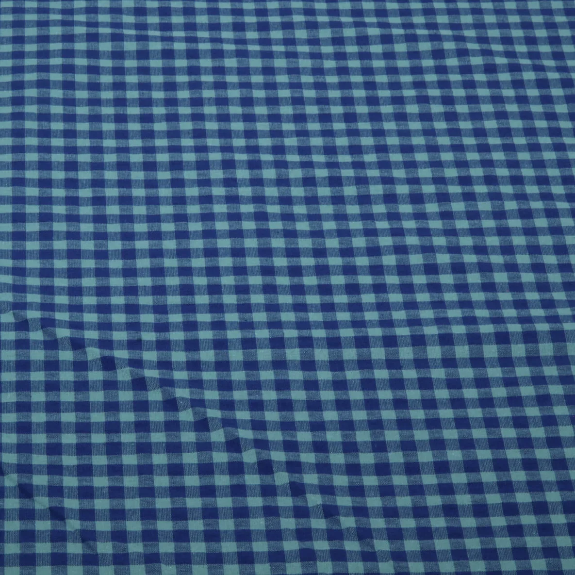 Seersucker Karo Marine Hellblau