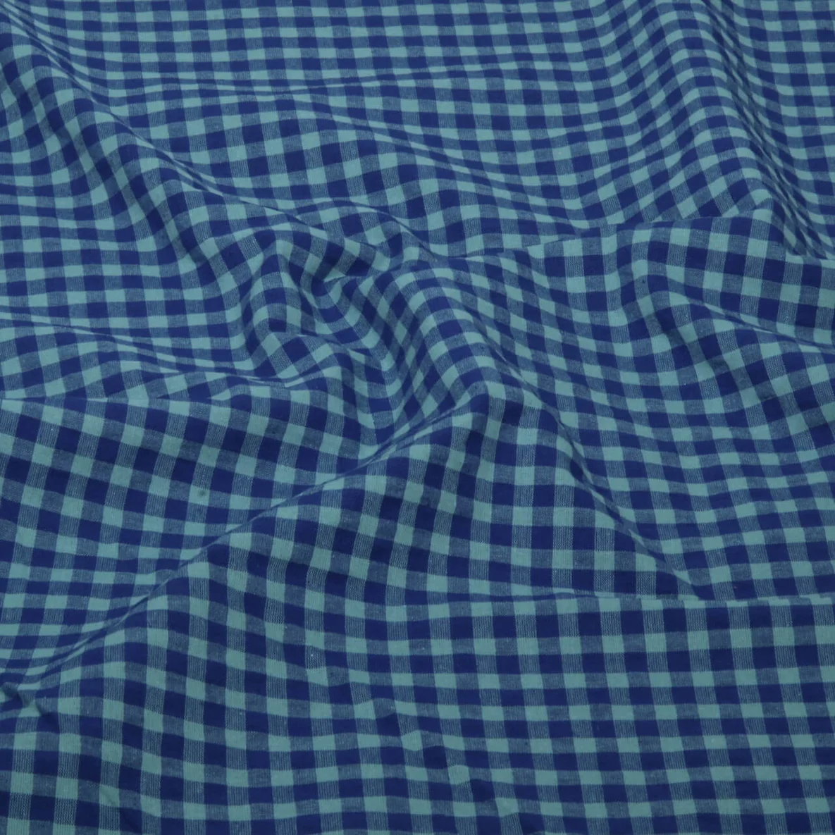 Seersucker Karo Marine Hellblau