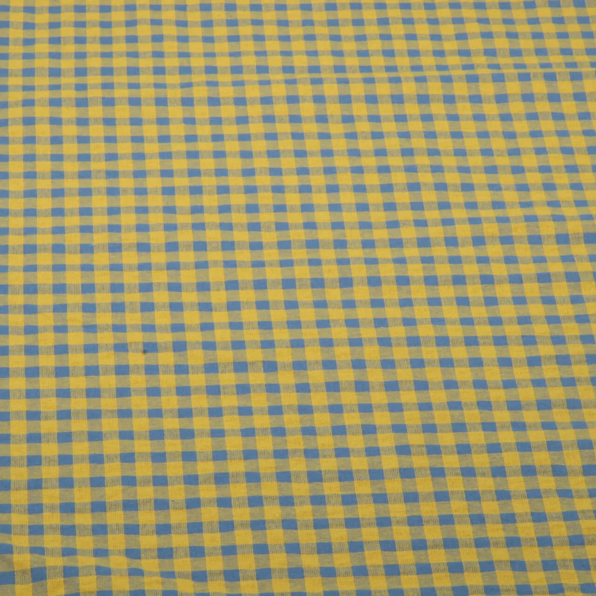 Seersucker Karo Ockergelb Blau